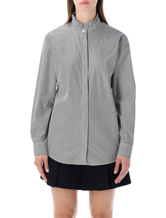 A.P.C. striped Frill Collar Shirt Black Stripes Biological Cotton