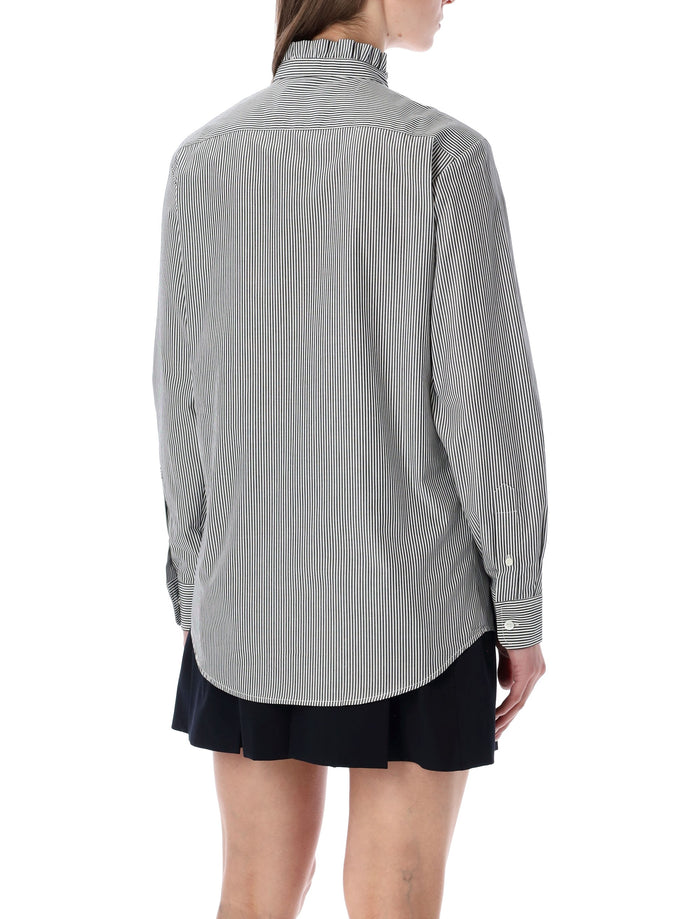 A.P.C. striped Frill Collar Shirt Black Stripes Biological Cotton