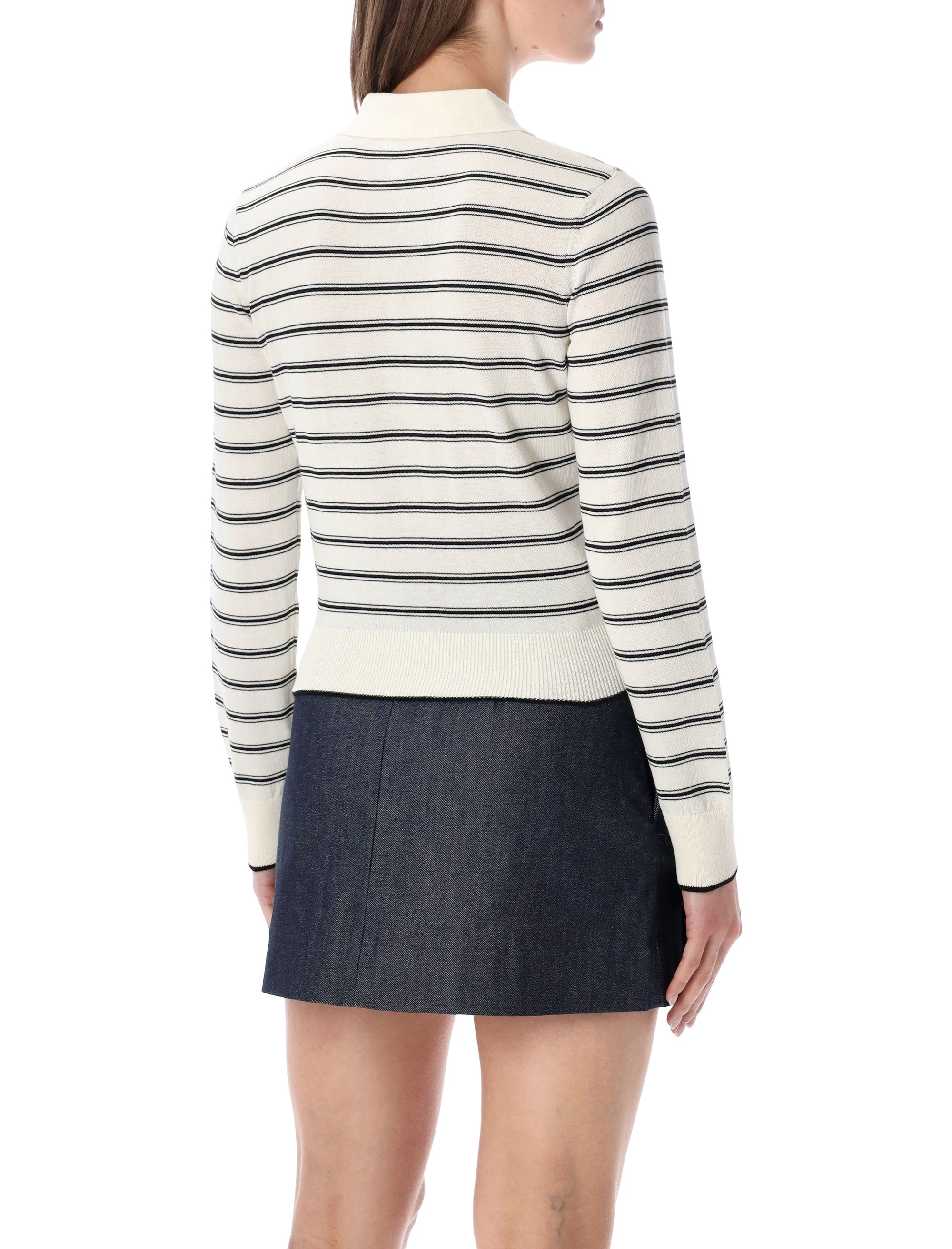 A.P.C. striped knit cardigan Ecru Black Stripes Cotton