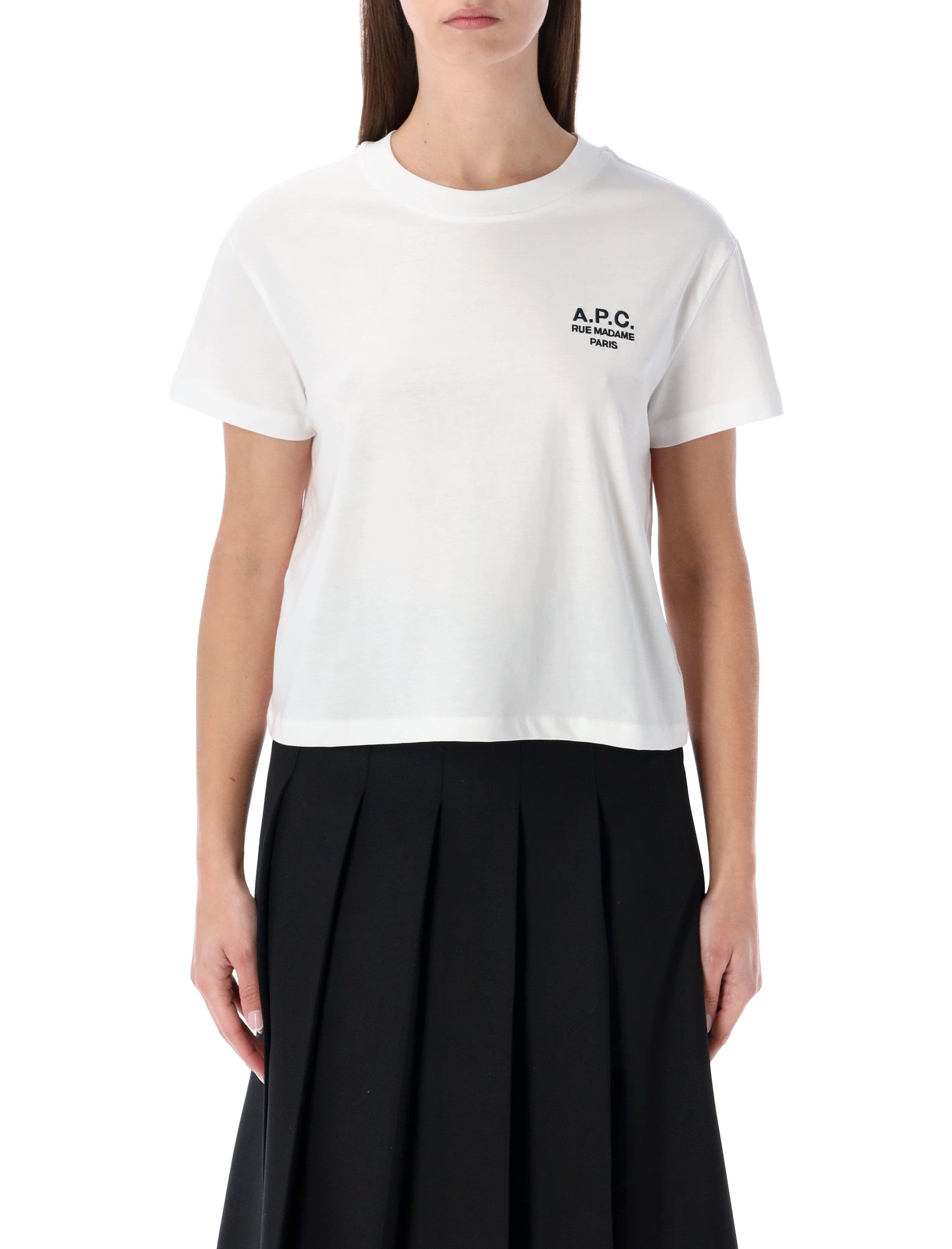 A.P.C. Rue Madame heavy cotton boxy t-shirt White Dark Navy Biological Tshirt