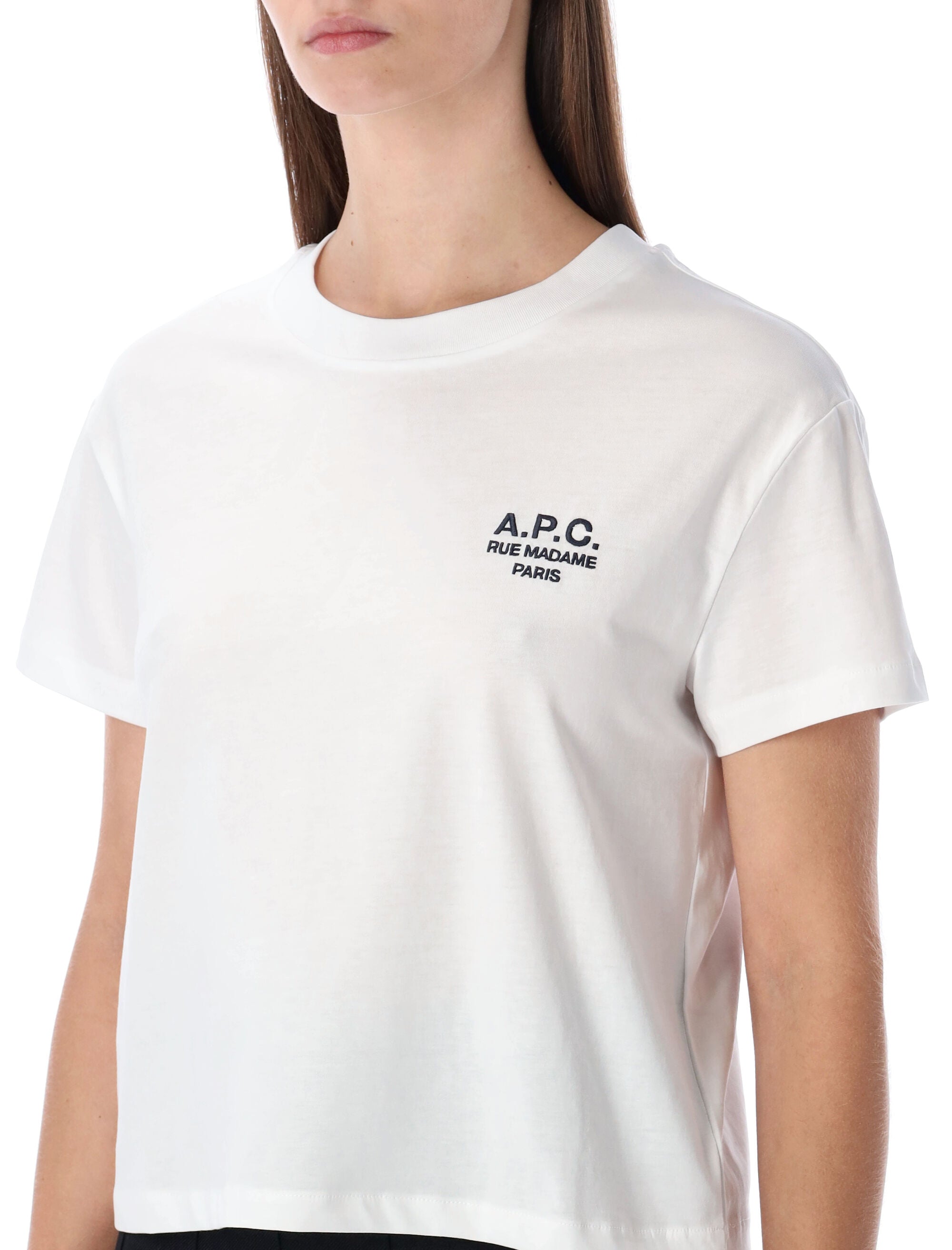 A.P.C. Rue Madame heavy cotton boxy t-shirt White Dark Navy Biological Tshirt