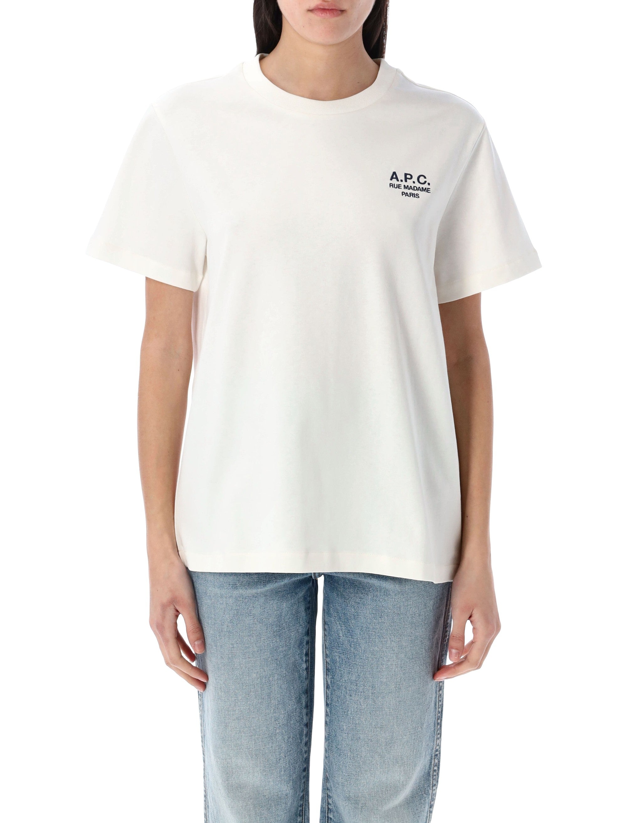 A.P.C. Rue Madame heavy cotton standard t-shirt White Dark Navy Biological Tshirt
