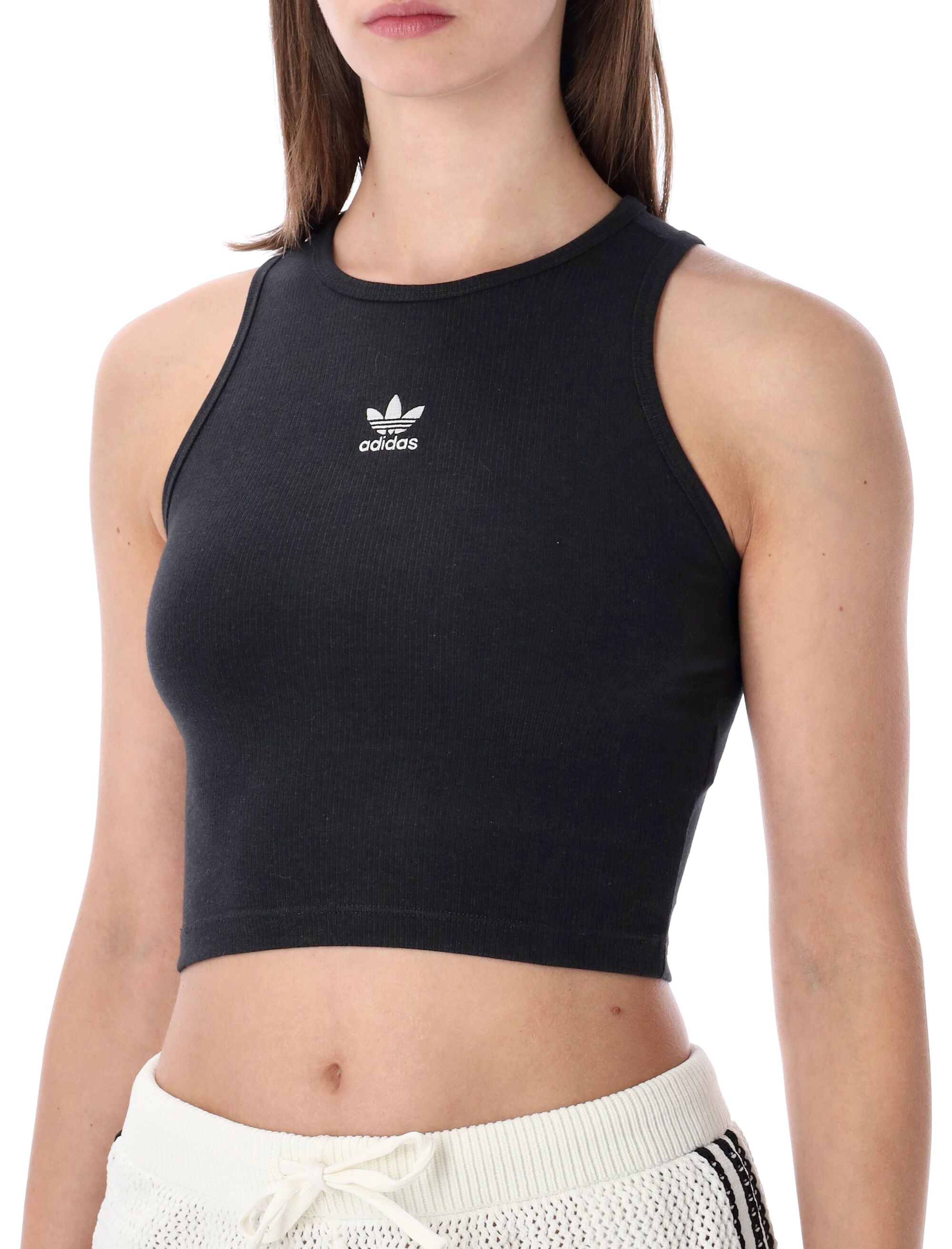 Adidas Originals Essentials cropped tank top Black Cotton