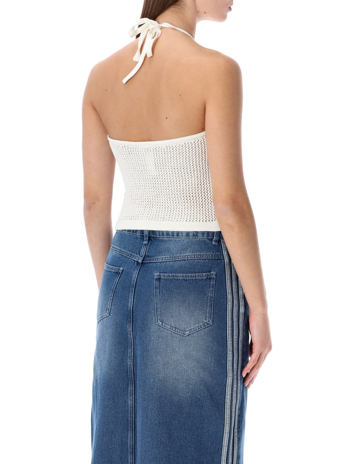 Adidas Originals halter crochet top White Recycled Polyester
