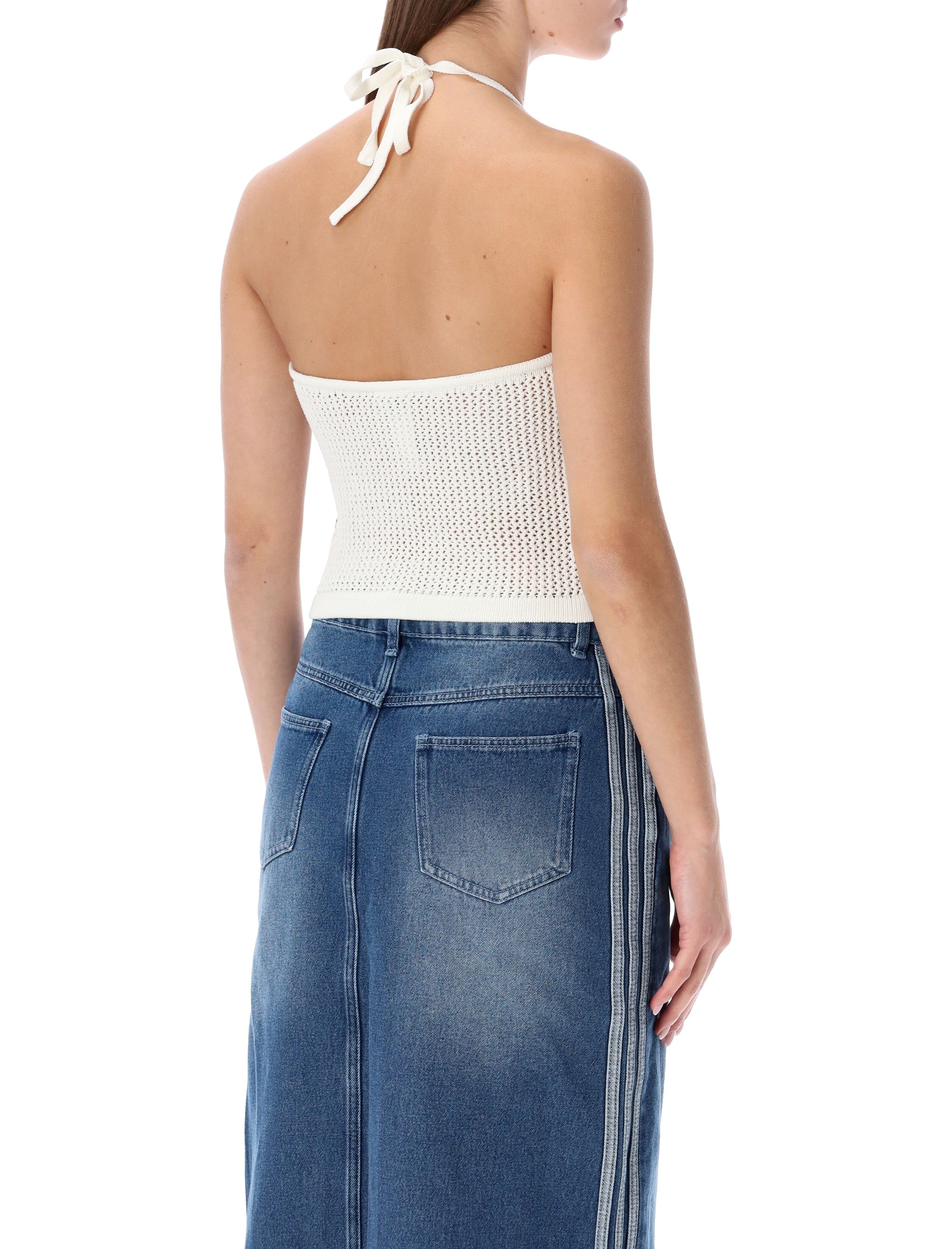 Adidas Originals halter crochet top White Recycled Polyester