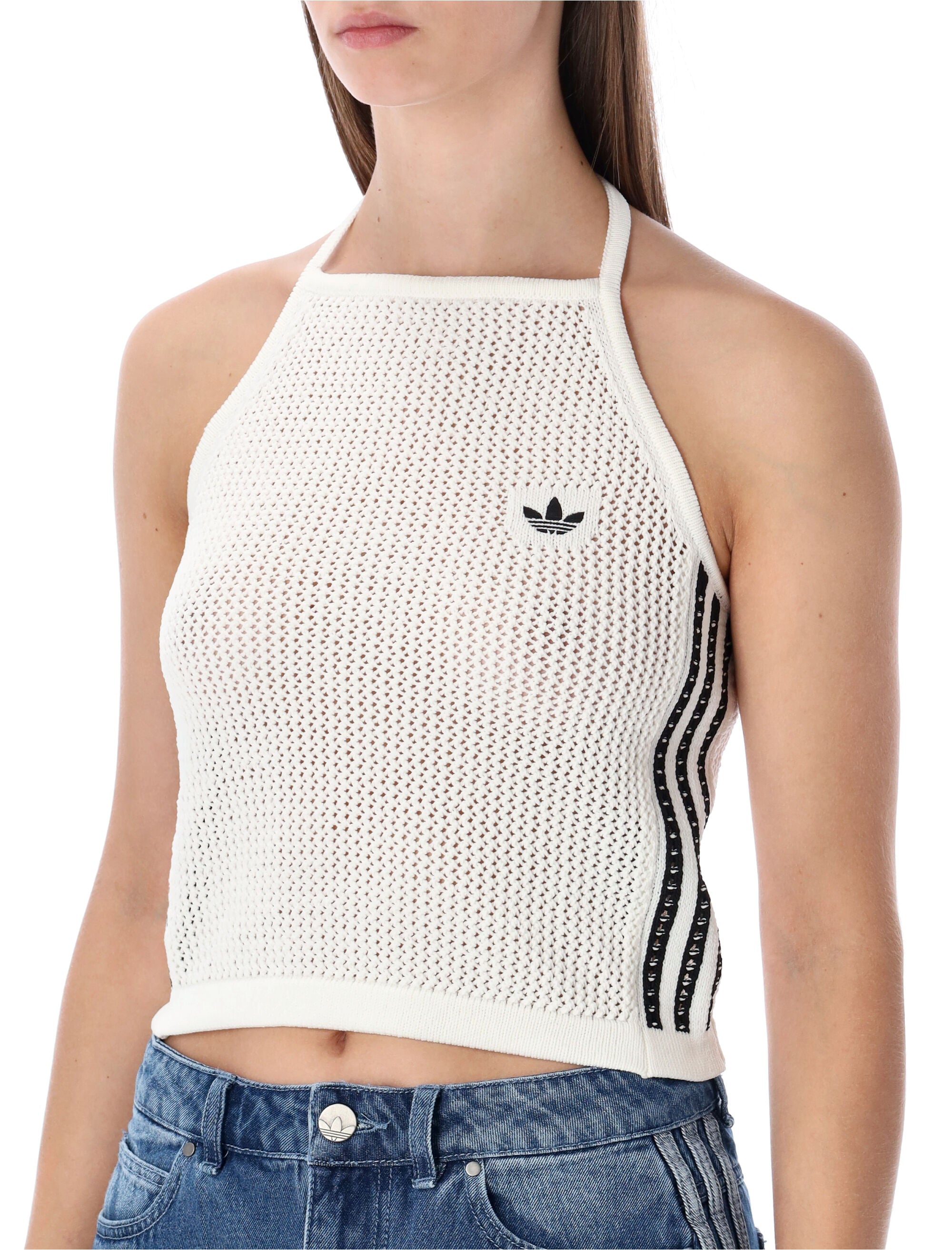 Adidas Originals halter crochet top White Recycled Polyester