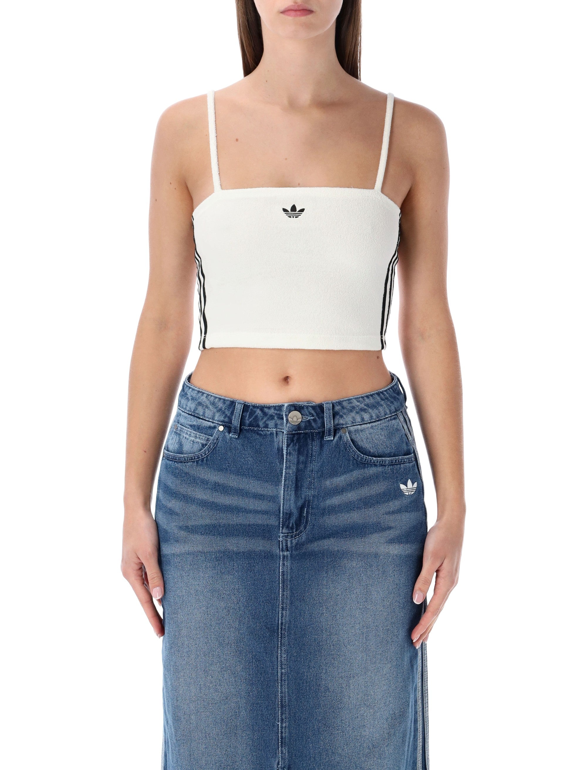 Adidas Originals white terry bandeau top Cotton