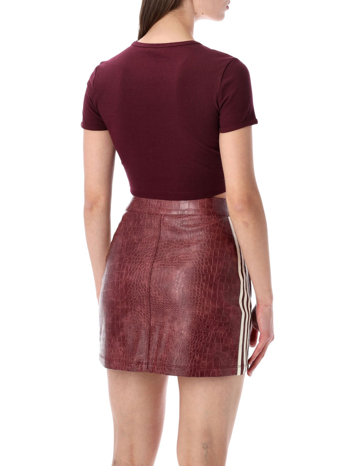 Adidas Originals ribbed cropped t-shirt Maroon Cotton Tshirt