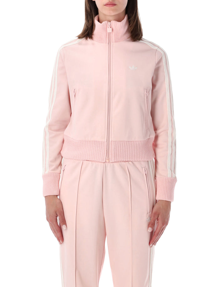 Adidas Originals Pink Firebird Jacket With Crochet Detail Rose Cotton Sweatshirt