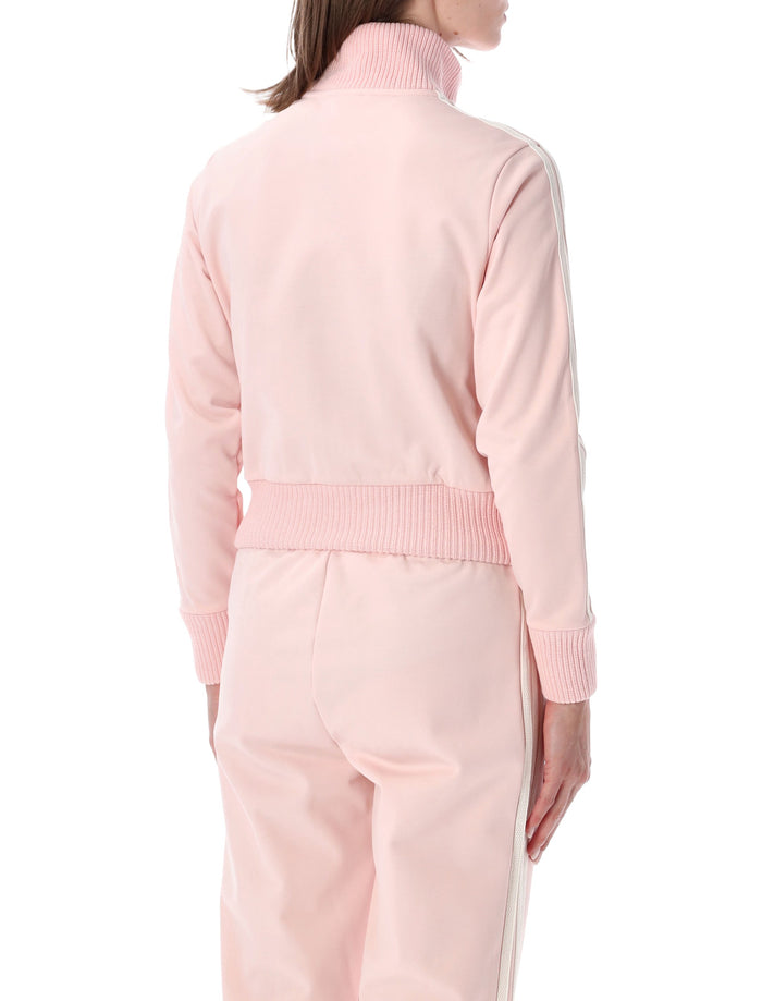 Adidas Originals Pink Firebird Jacket With Crochet Detail Rose Cotton Sweatshirt