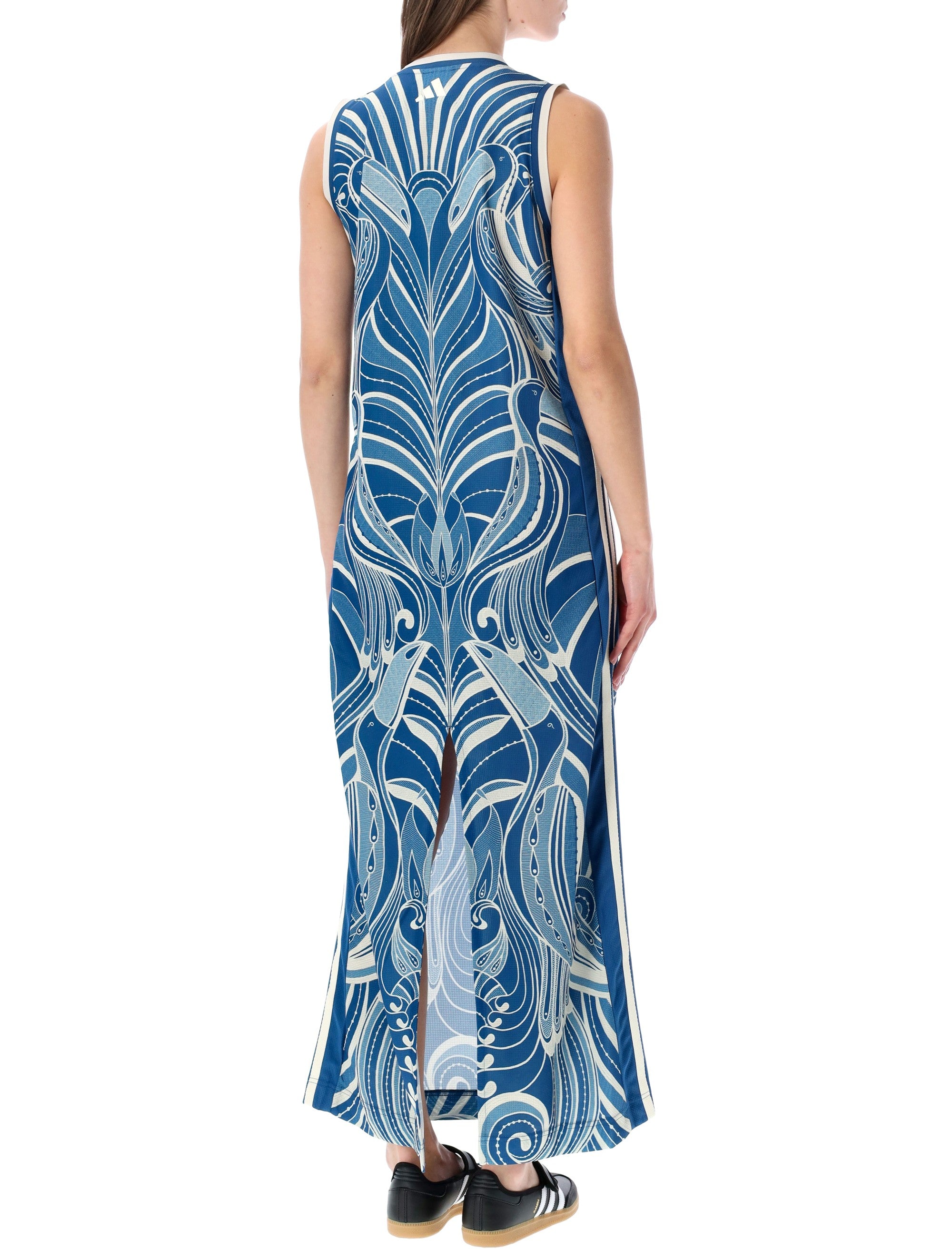 Adidas Originals Farm blue maxi dress Marine Print Recycled Polyester