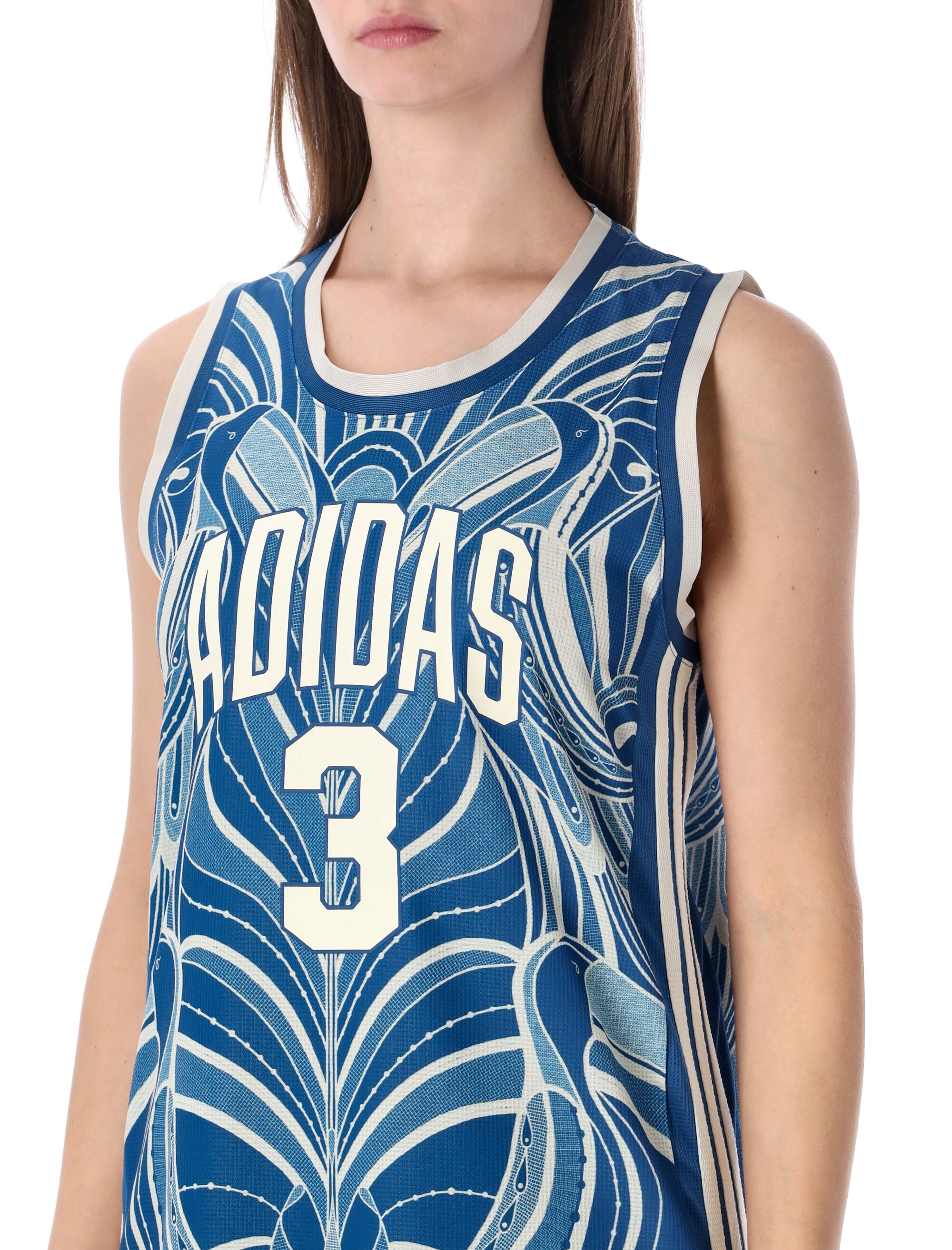Adidas Originals Farm blue maxi dress Marine Print Recycled Polyester