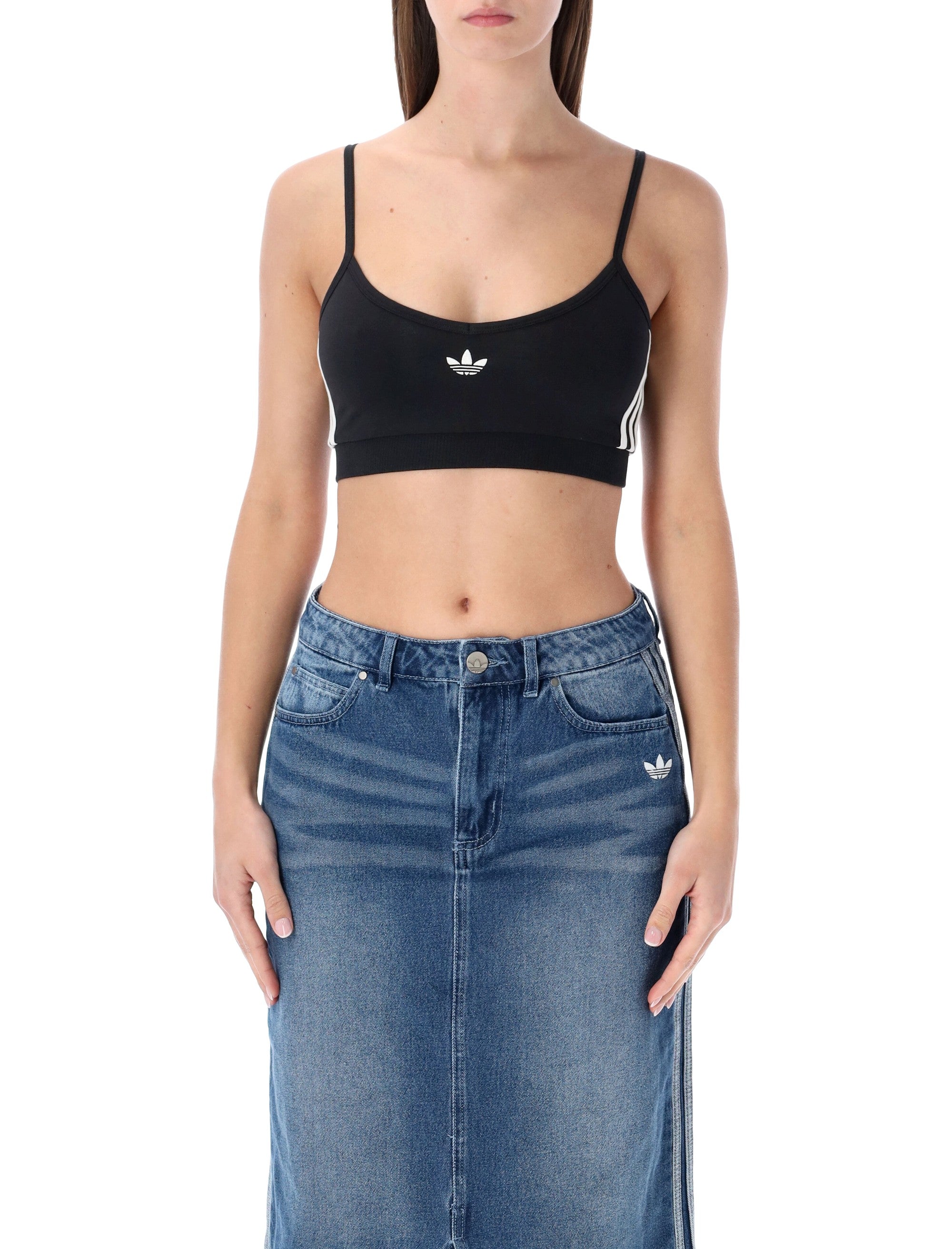 Adidas Originals black 3-stripes bralette Cotton Top