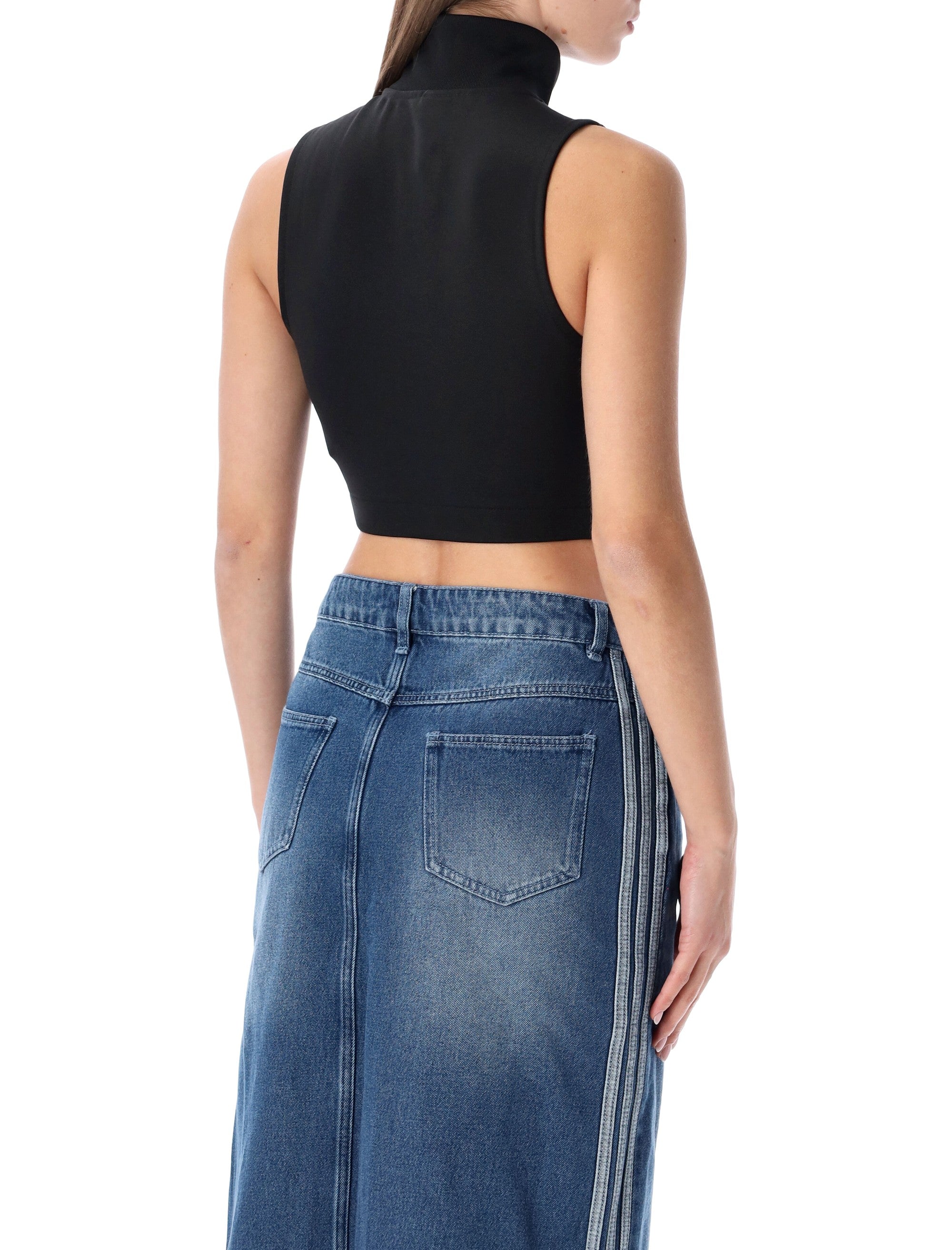 Adidas Originals sleeveless zip top Black Cotton