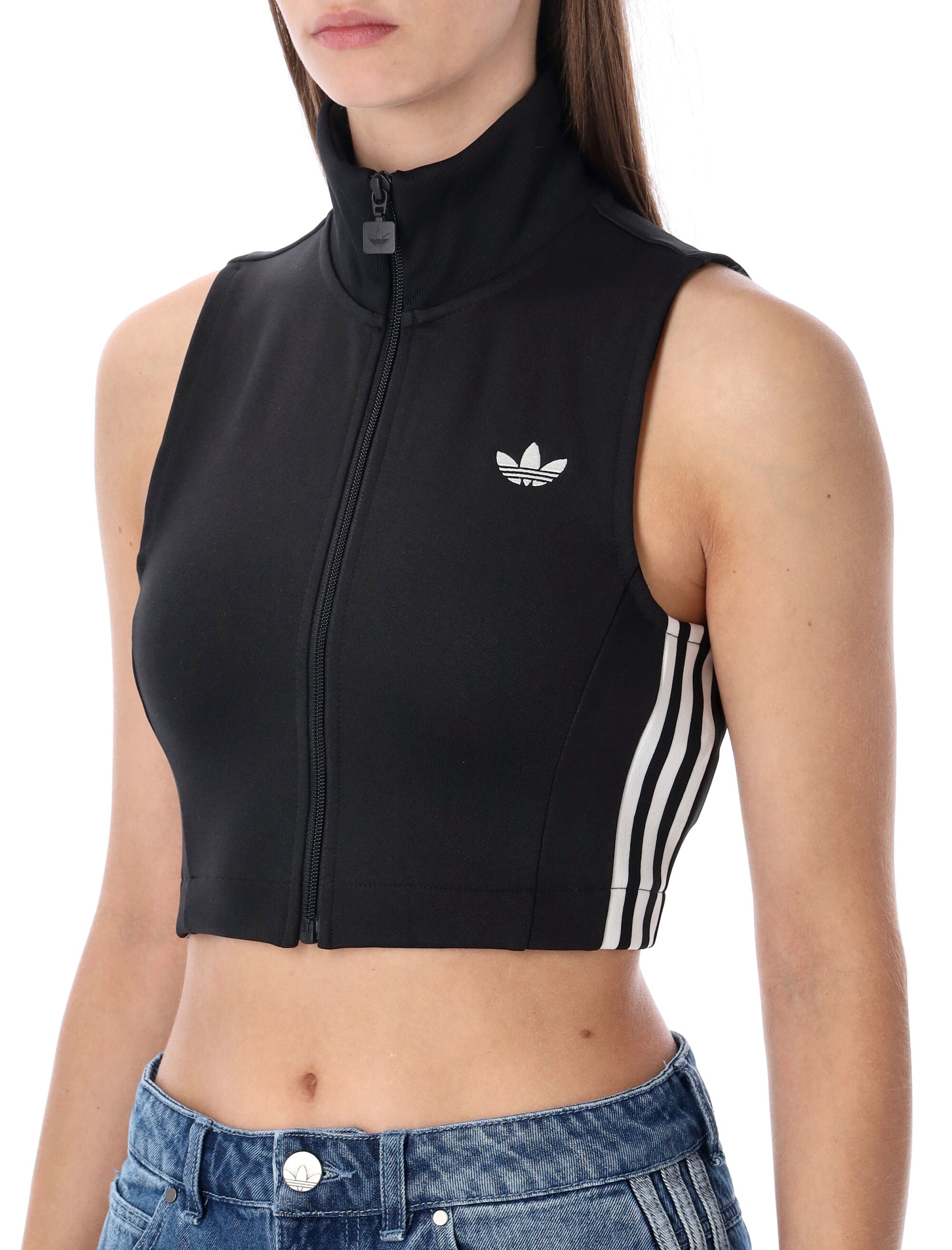 Adidas Originals sleeveless zip top Black Cotton