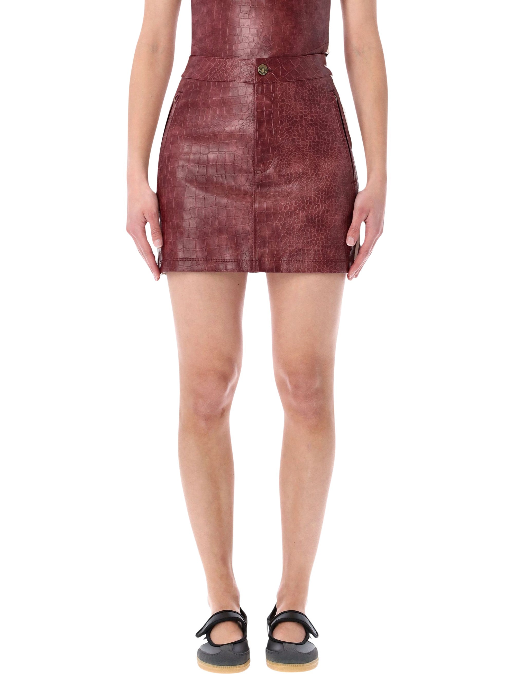 Adidas Originals burgundy faux leather mini skirt Maroon Polyurethane Lining