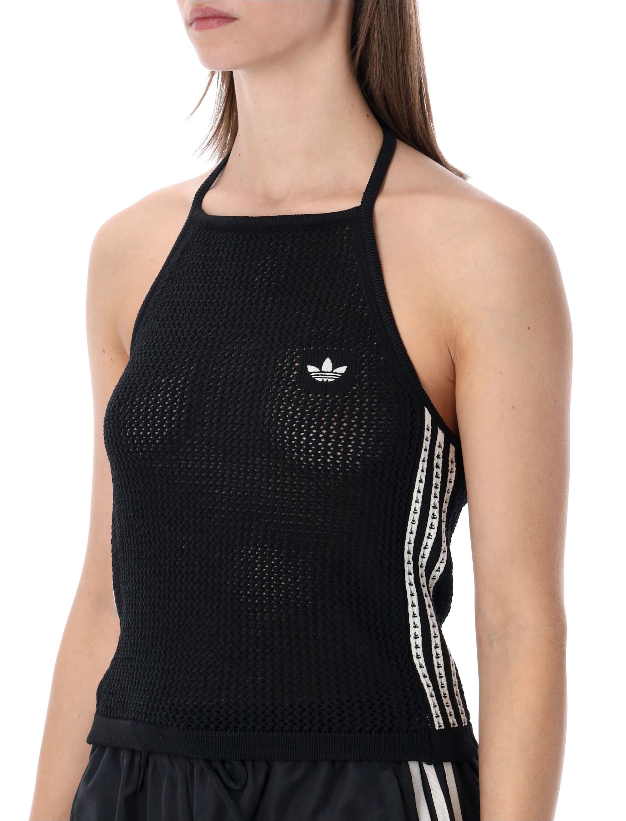 Adidas Originals knitted crochet top Black Recycled Polyester