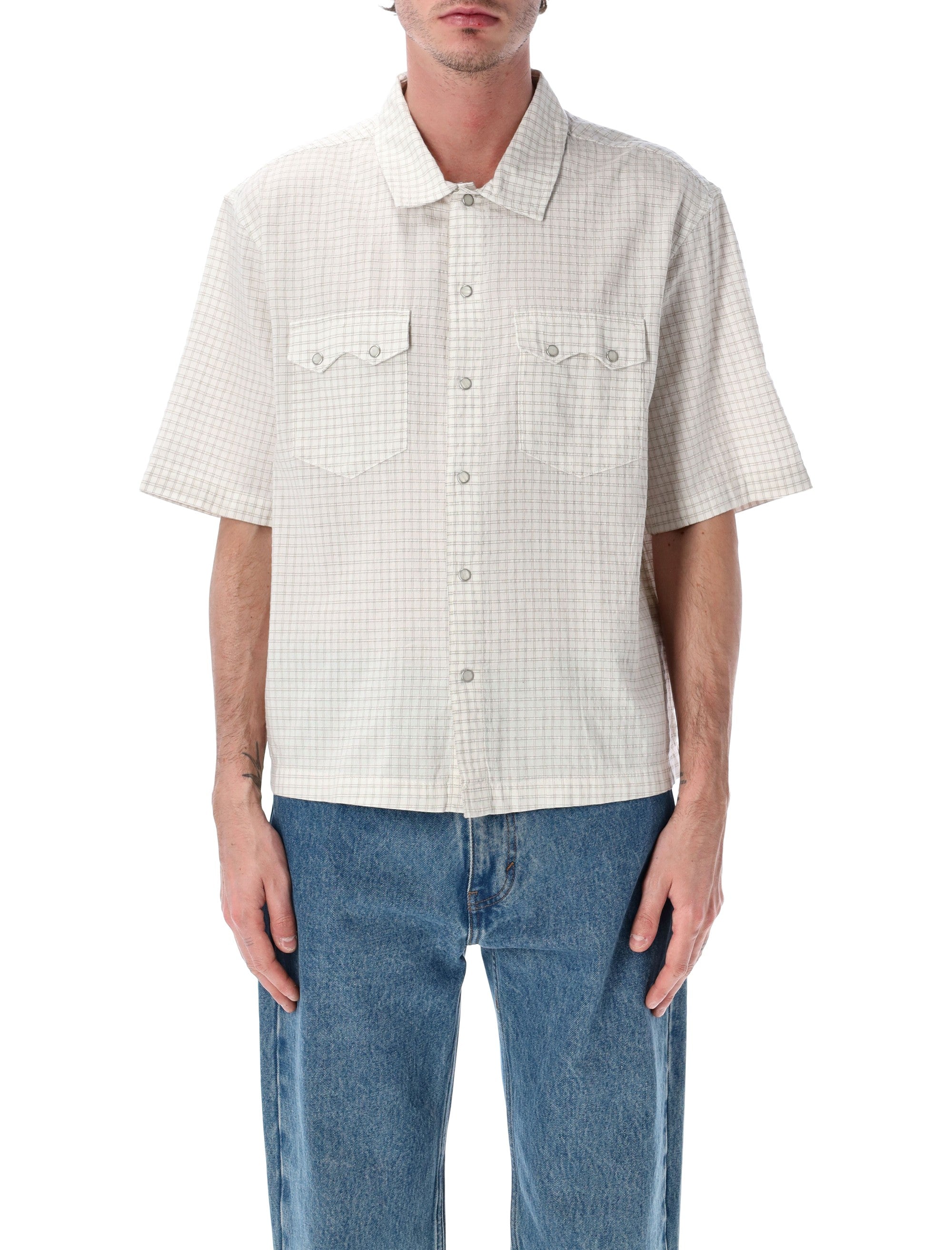 Levis Checked Short-Sleeve Shirt White Check Cotton