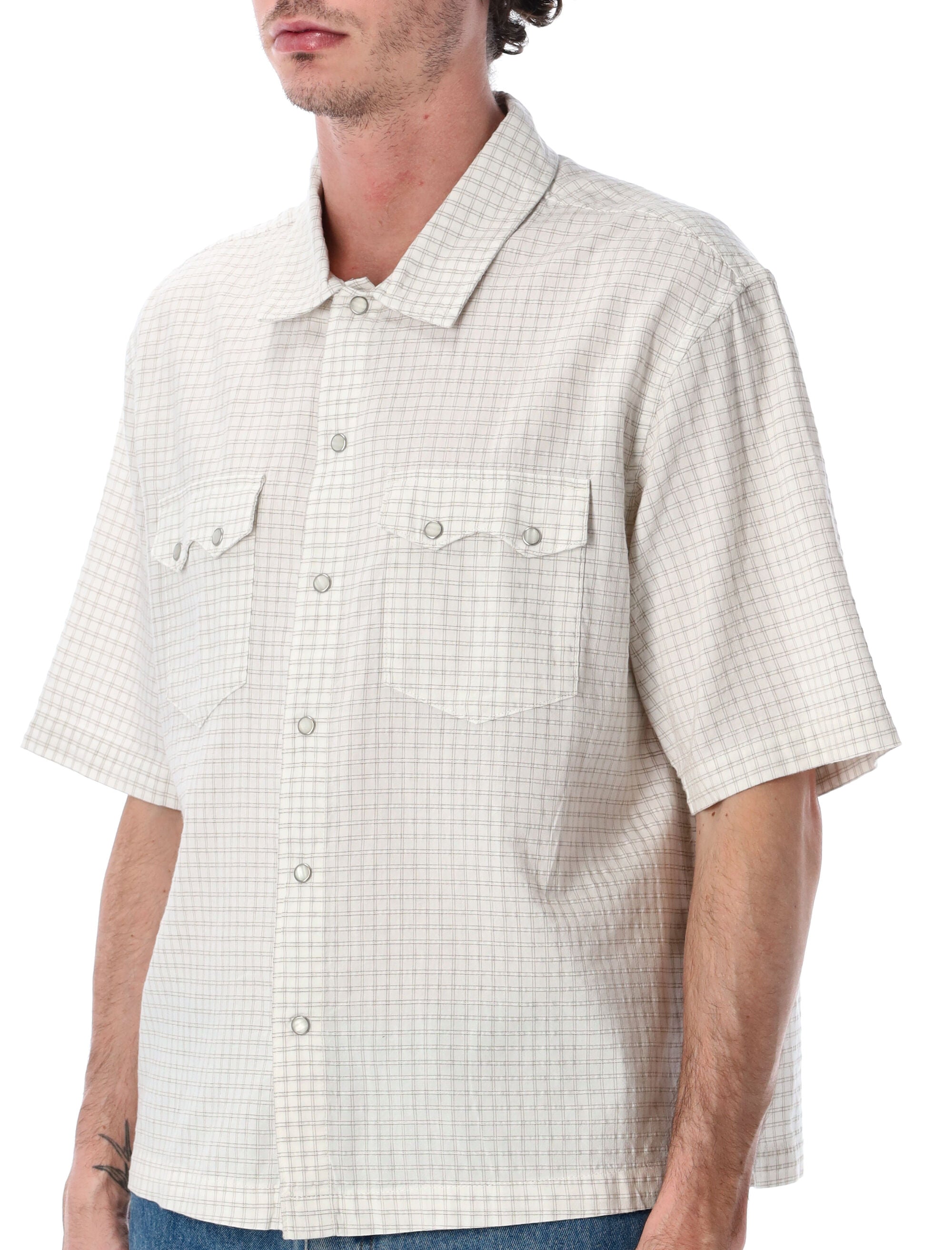Levis Checked Short-Sleeve Shirt White Check Cotton