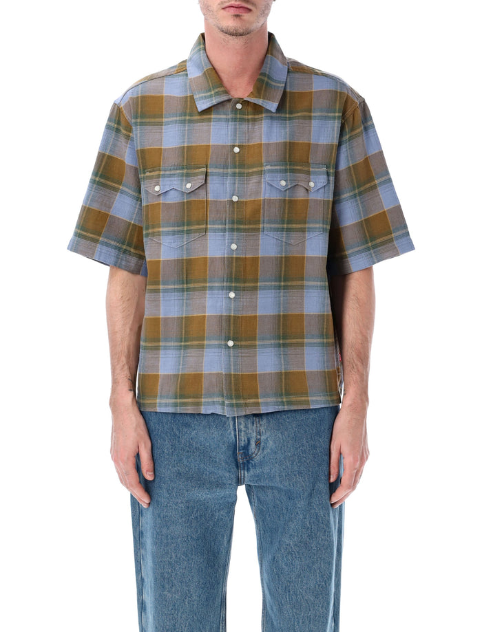 Levis Checked Short-Sleeve Shirt Blue Check Cotton