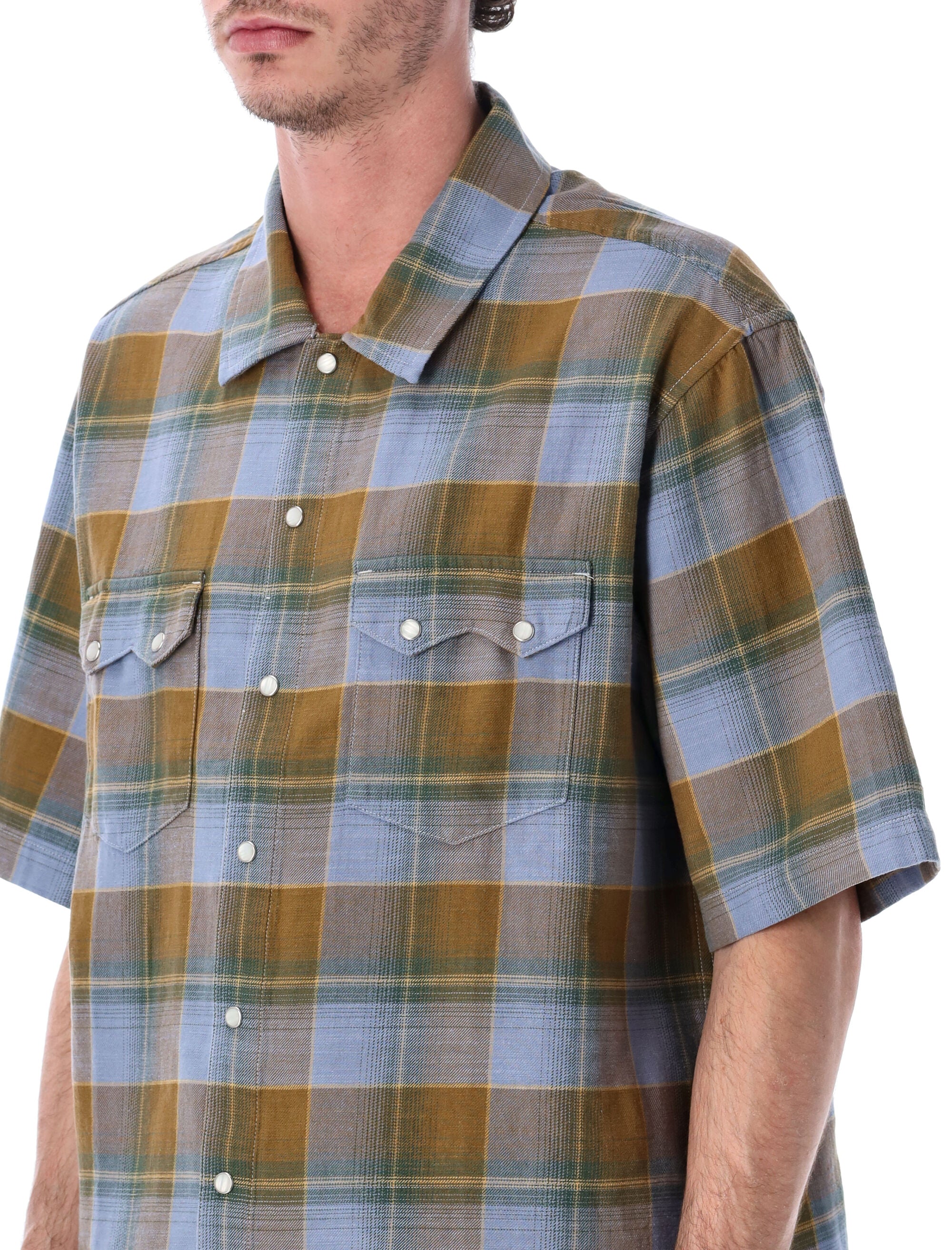 Levis Checked Short-Sleeve Shirt Blue Check Cotton