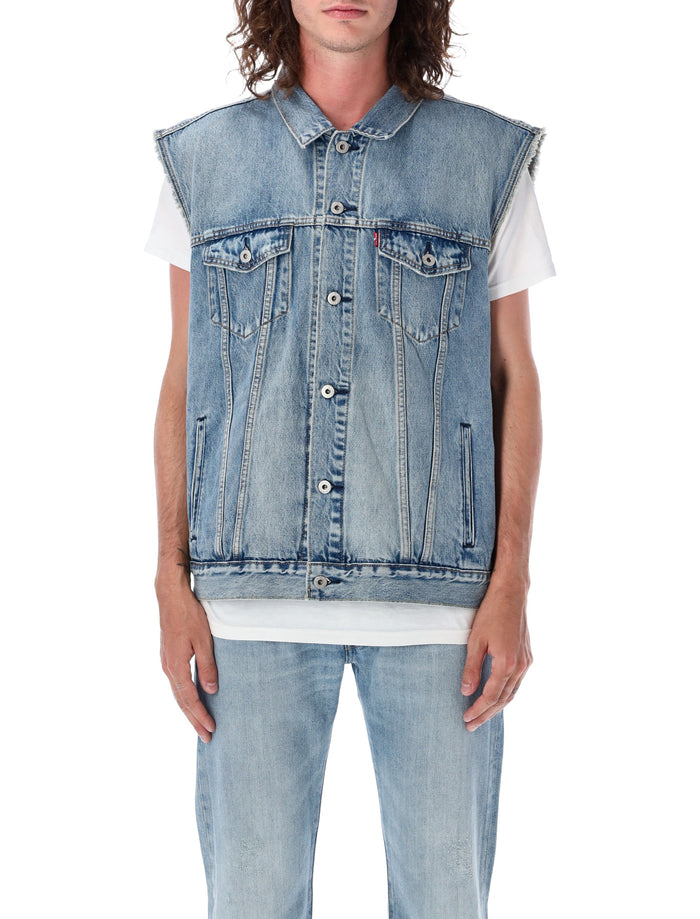Levis Vintage Denim Trucker Vest Lt Blue Cotton