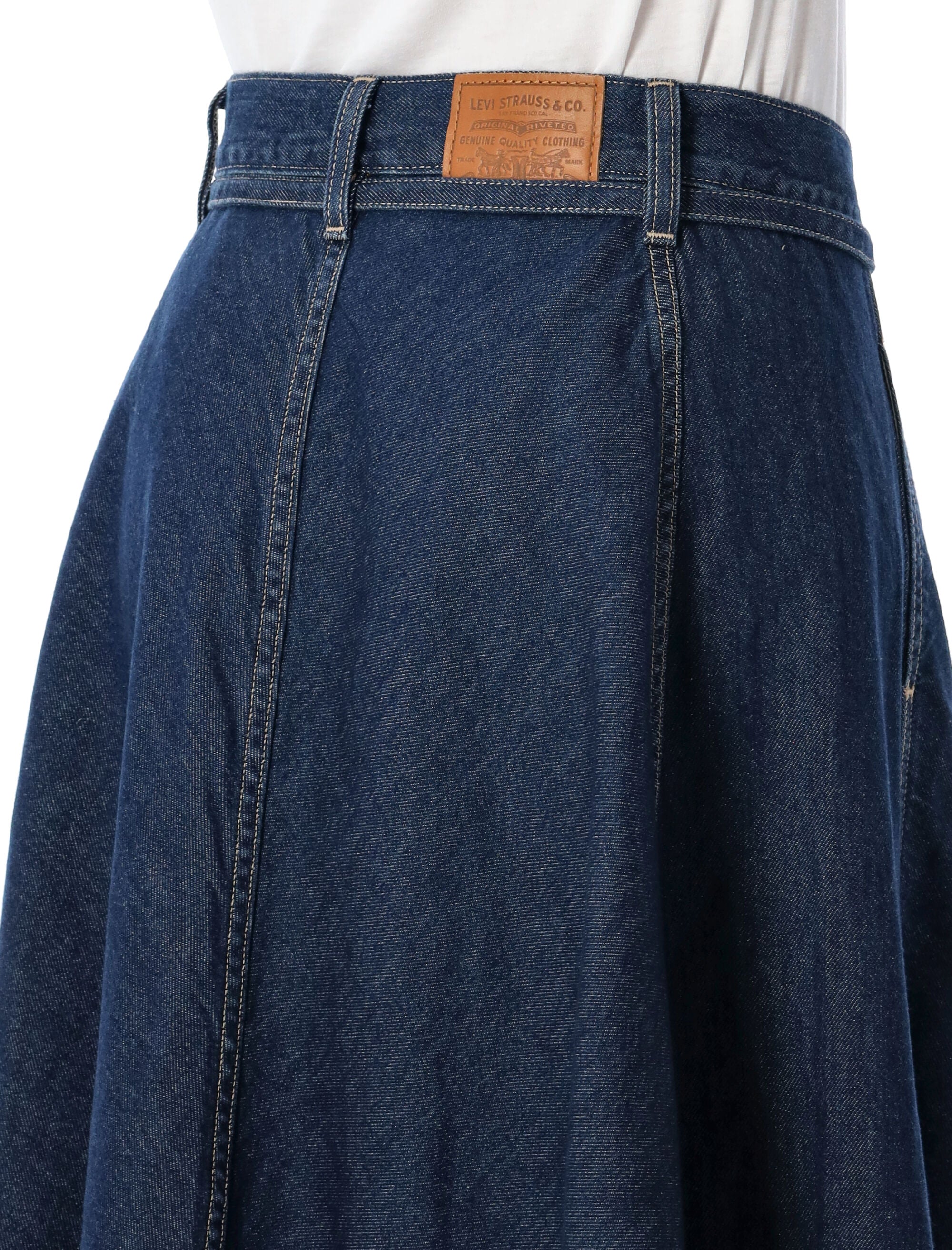 Levis Blue Maxi Denim Skirt Squark Circle Dark Cotton