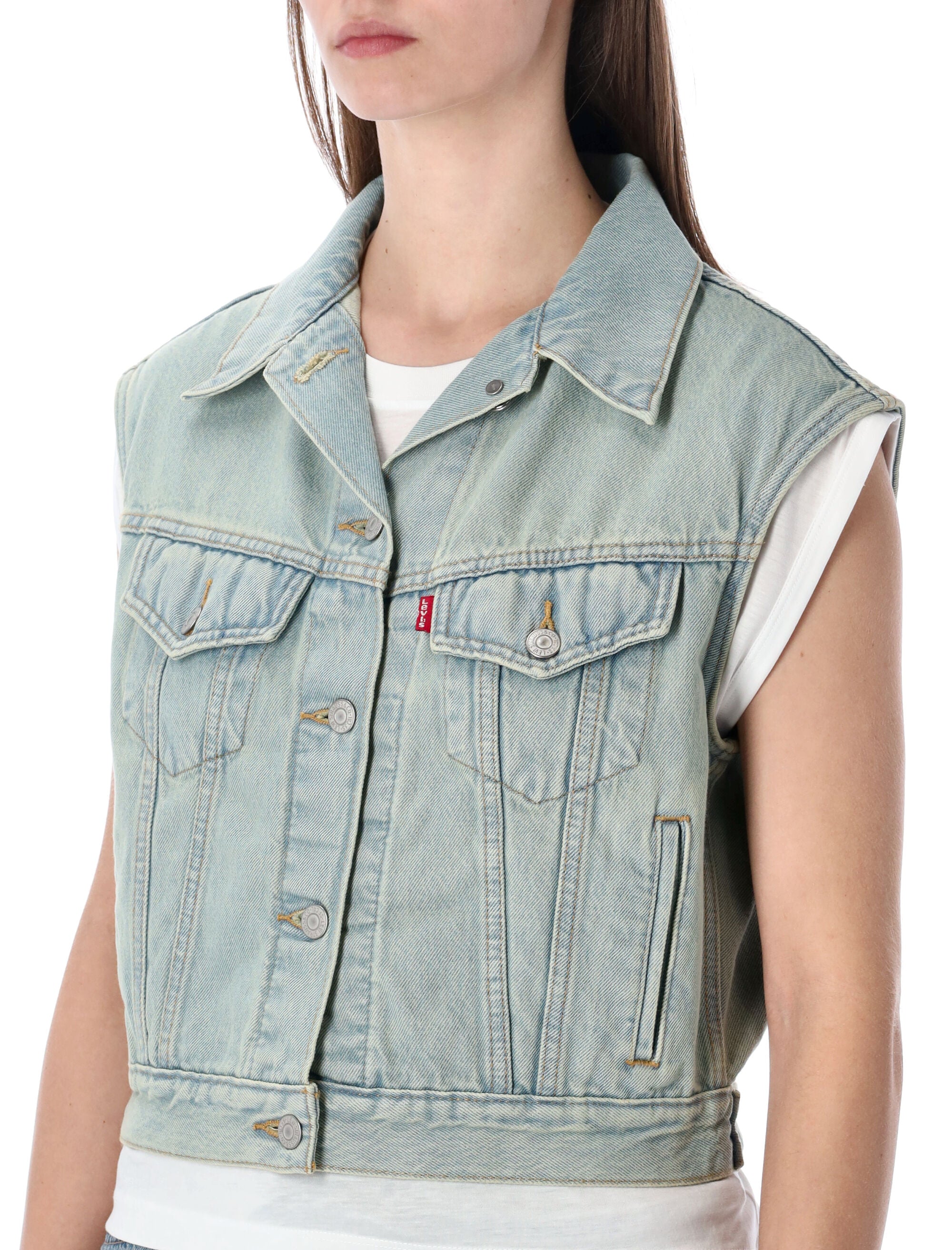 Levis Shrunken 90s denim vest All Grades Light Blue Cotton