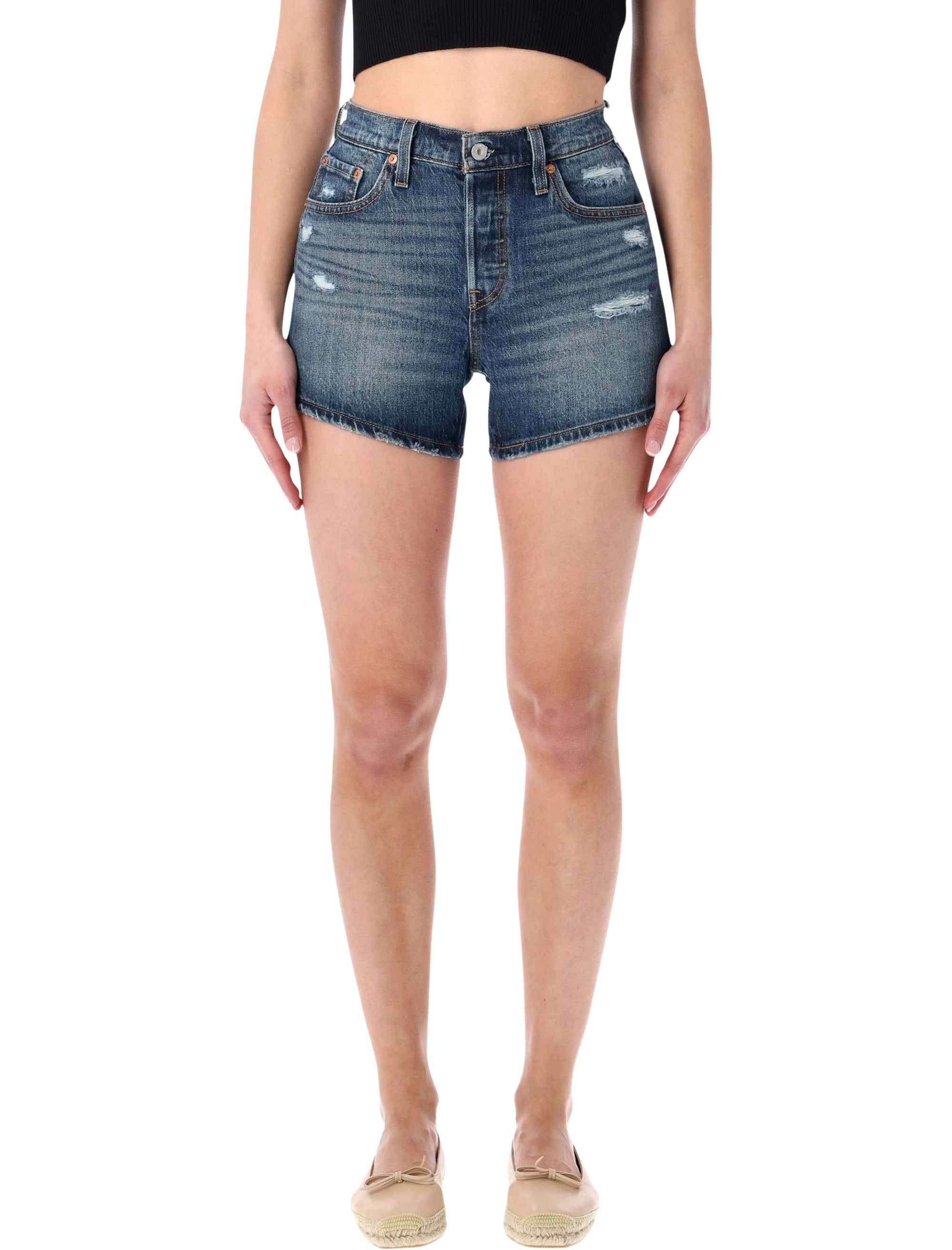 Levis 501® Curve denim shorts Happy Vibes Dark Blue Cotton