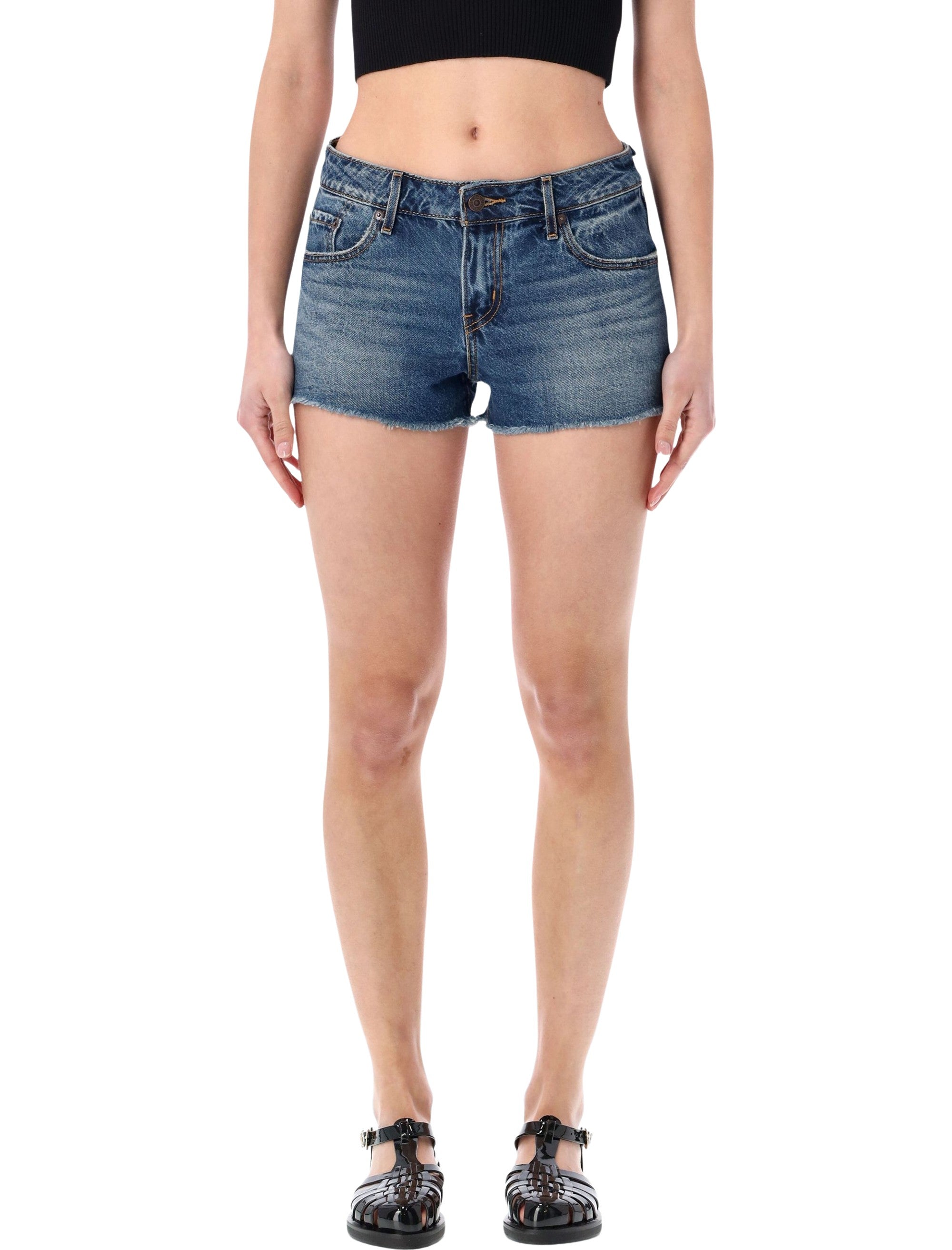 Levis low rise denim shorts French Lunch Mid Blue Cotton