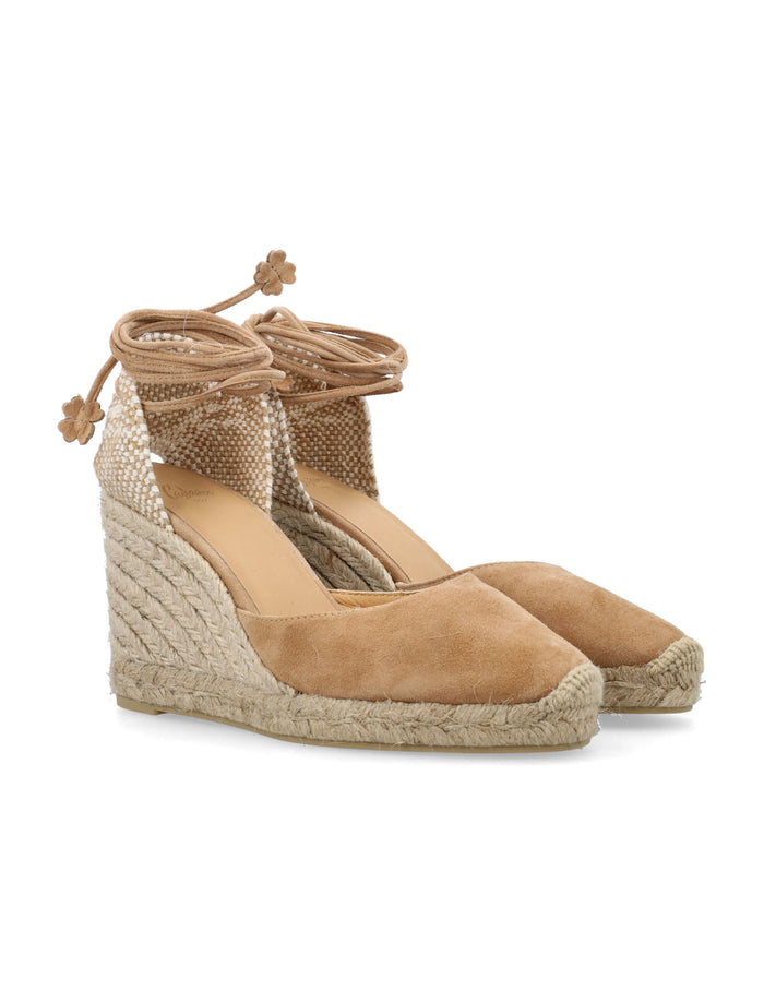 Castañer Carina Suede Wedge Espadrilles Tostado Upper