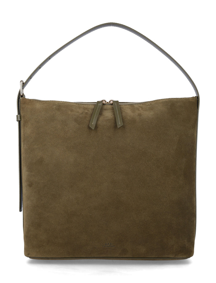 A.P.C. Vera leather bag with adjustable strap Dark Khaki Cow Shoulder