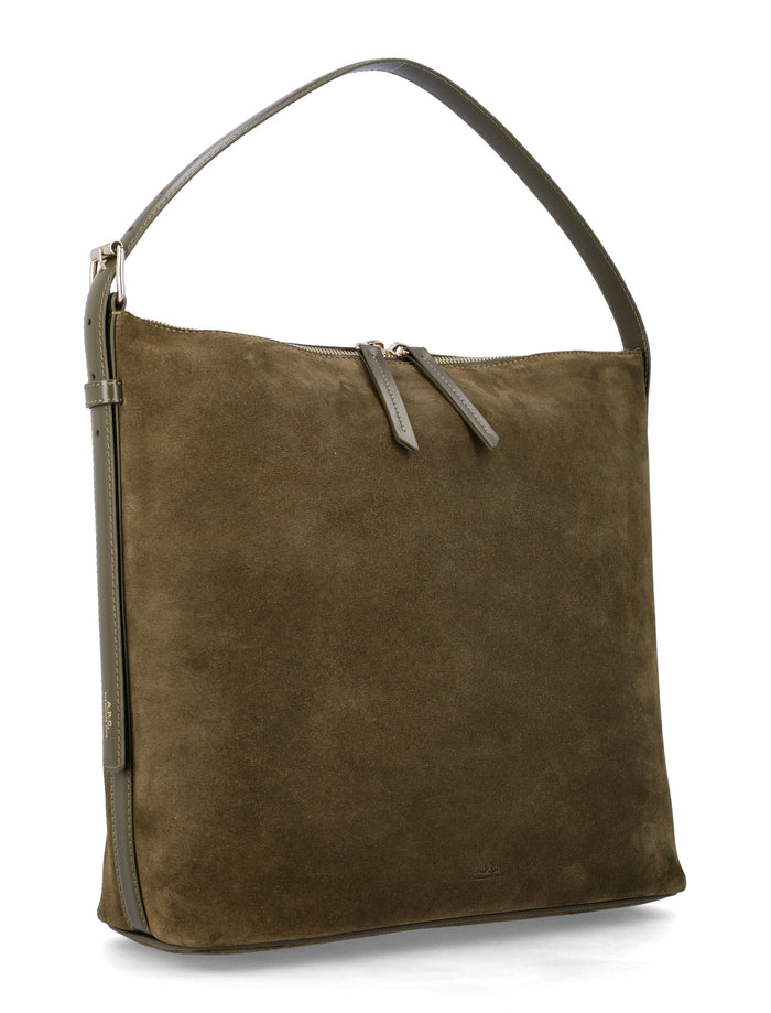 A.P.C. Vera leather bag with adjustable strap Dark Khaki Cow Shoulder