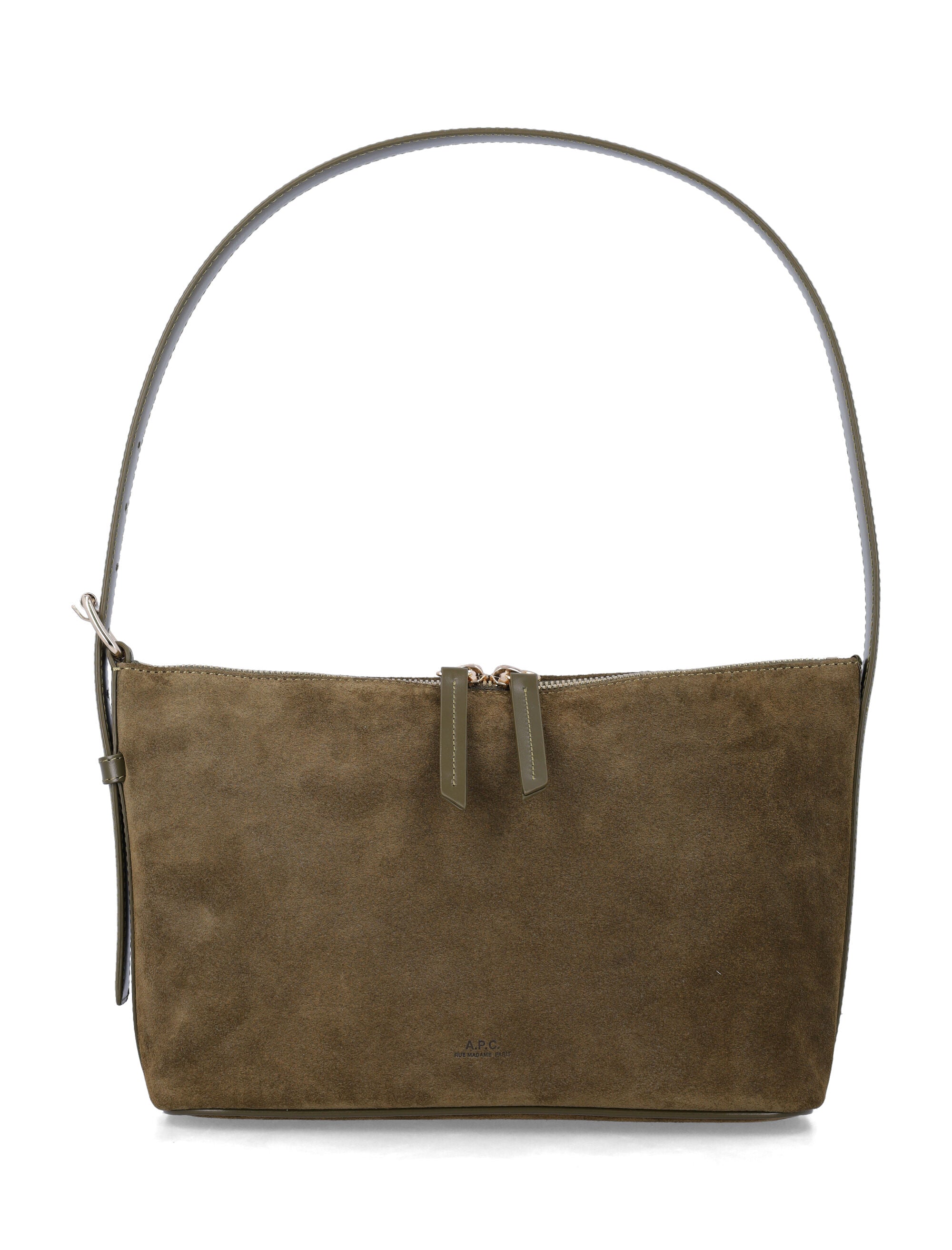 A.P.C. Vera suede shoulder bag Dark Khaki Cow Leather