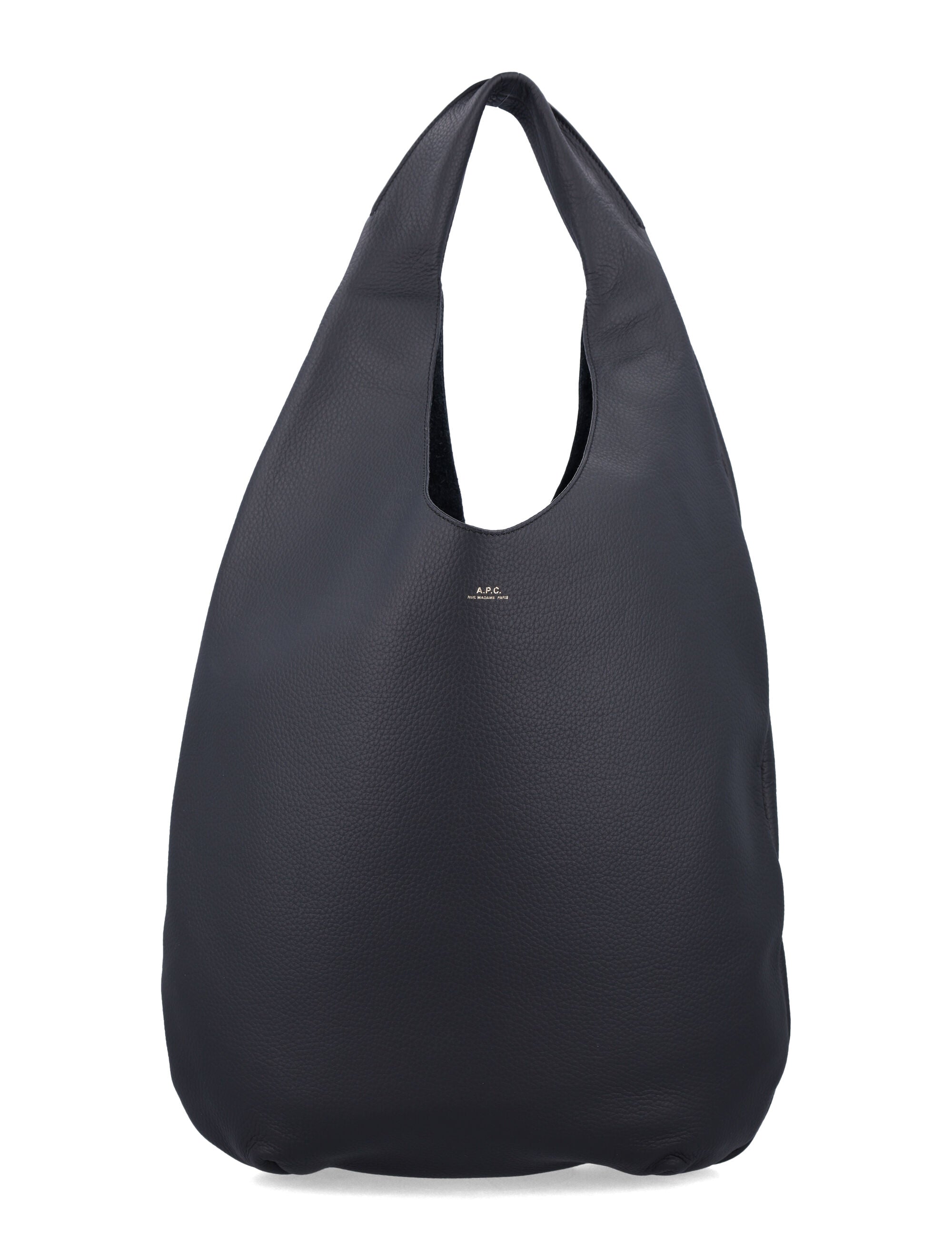 A.P.C. Le Neige Grained Leather Handbag Black Cow Tote