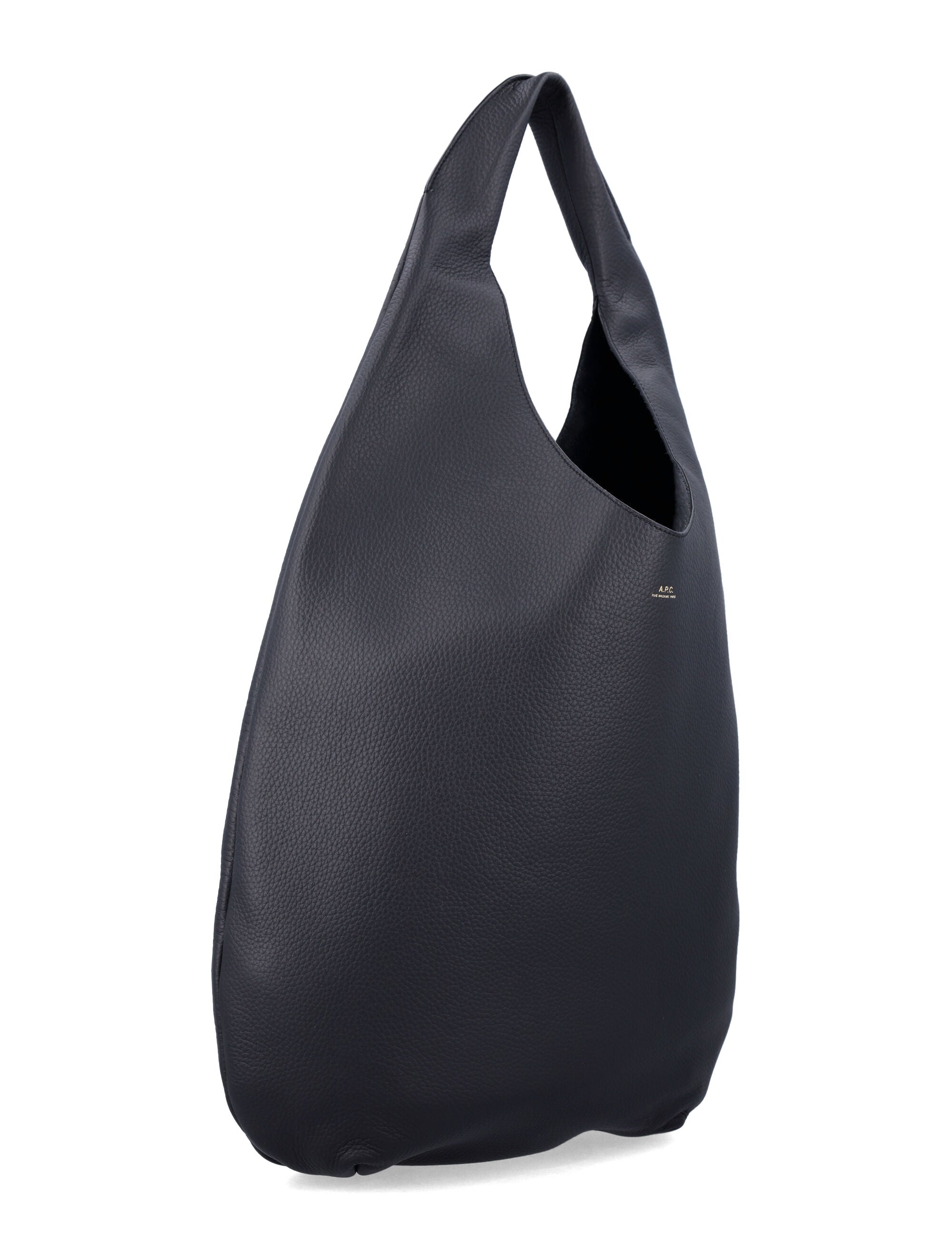 A.P.C. Le Neige Grained Leather Handbag Black Cow Tote