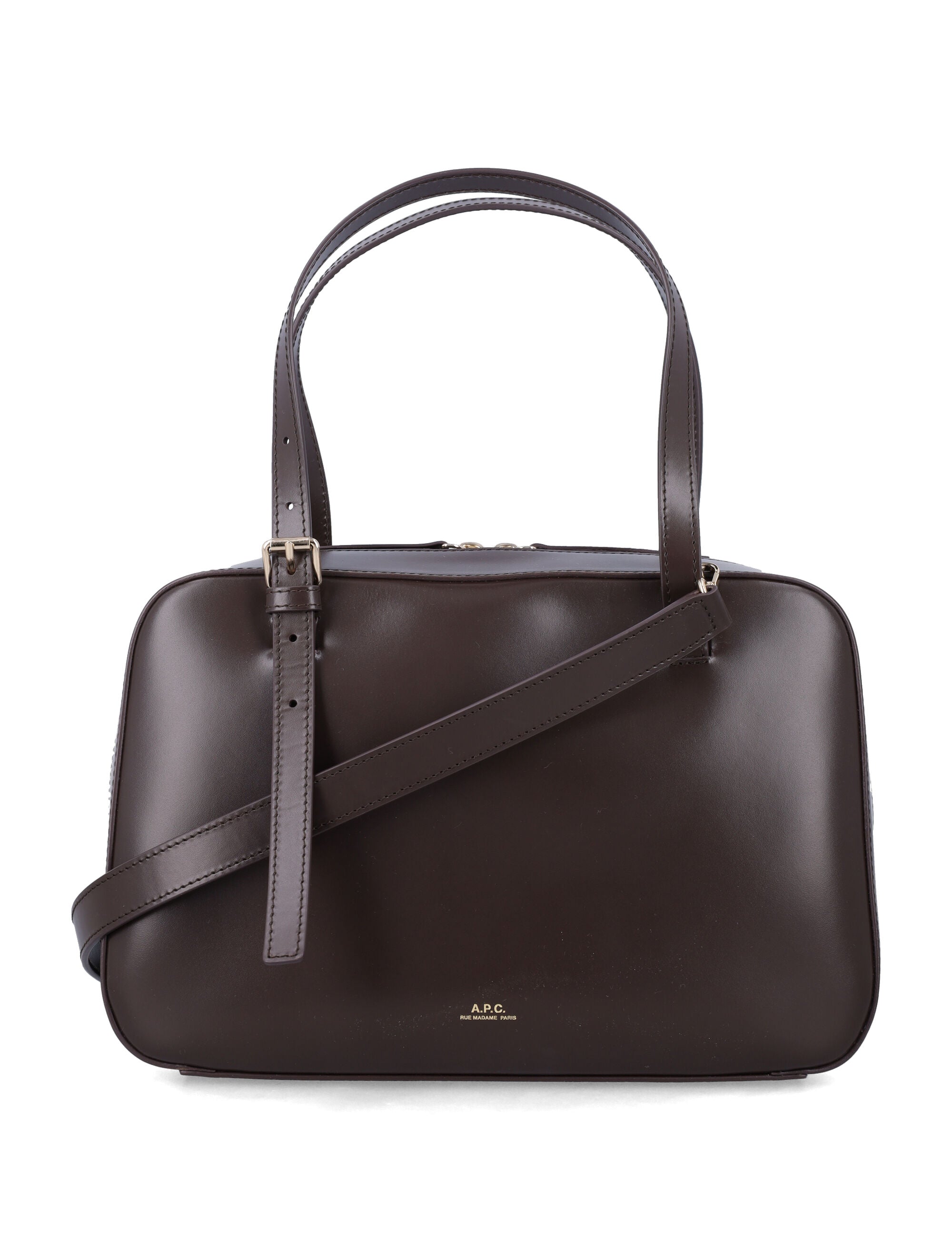 A.P.C. Virginie Leather Box Bag Tonka Cow Shoulder