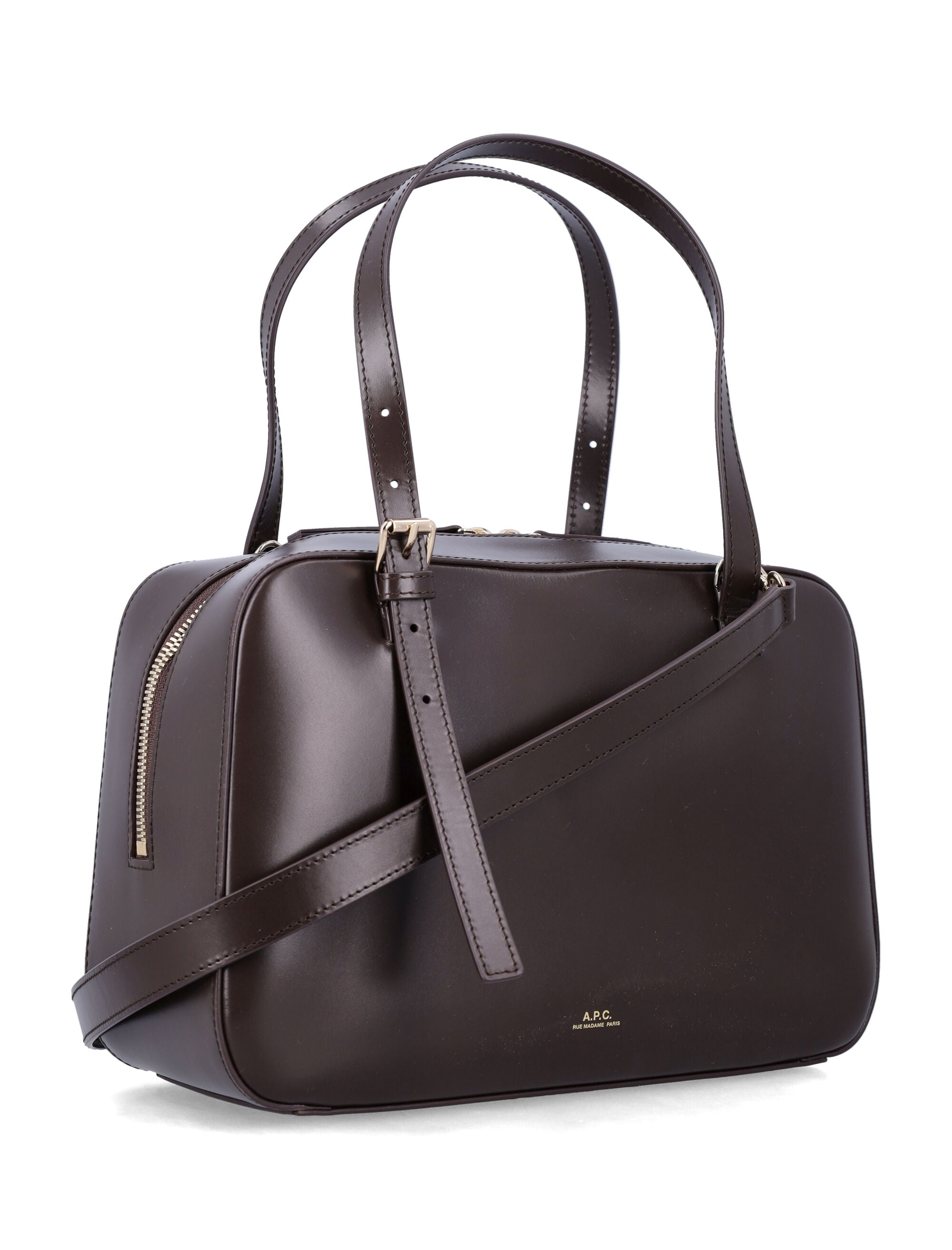 A.P.C. Virginie Leather Box Bag Tonka Cow Shoulder