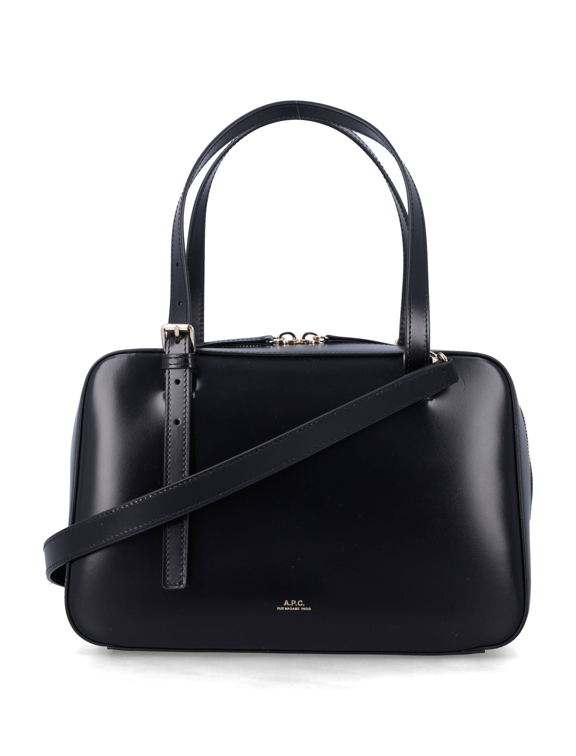 A.P.C. Virginie Leather Box Bag Black Cow Shoulder