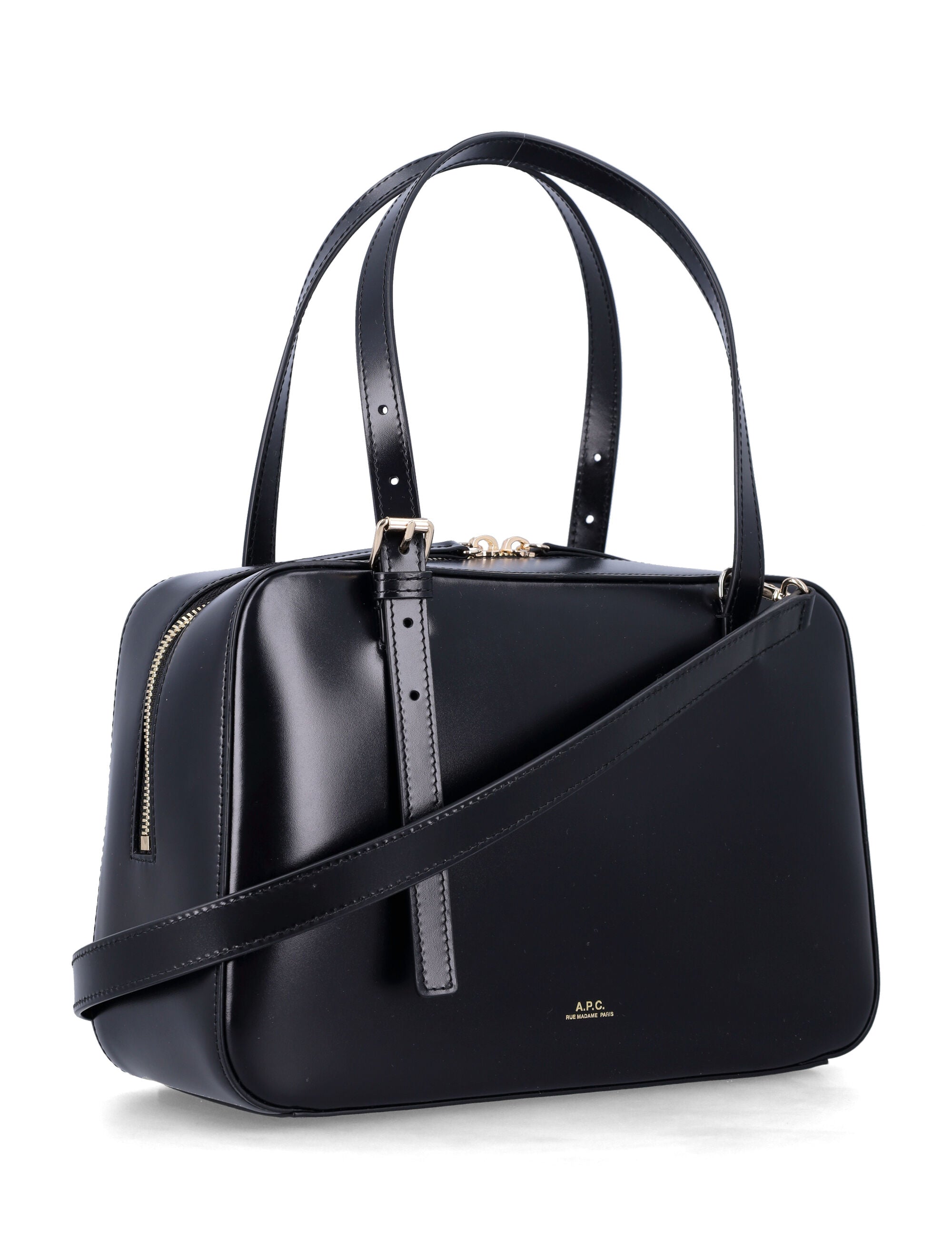 A.P.C. Virginie Leather Box Bag Black Cow Shoulder