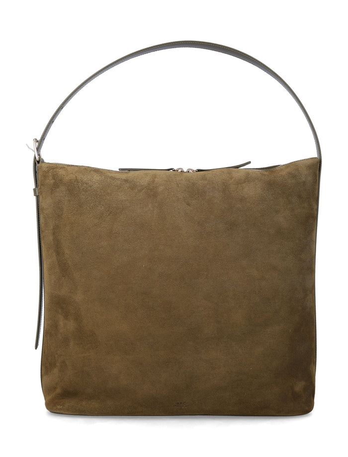 A.P.C. Vera Maxi suede bag Dark Khaki Cow Leather Shoulder