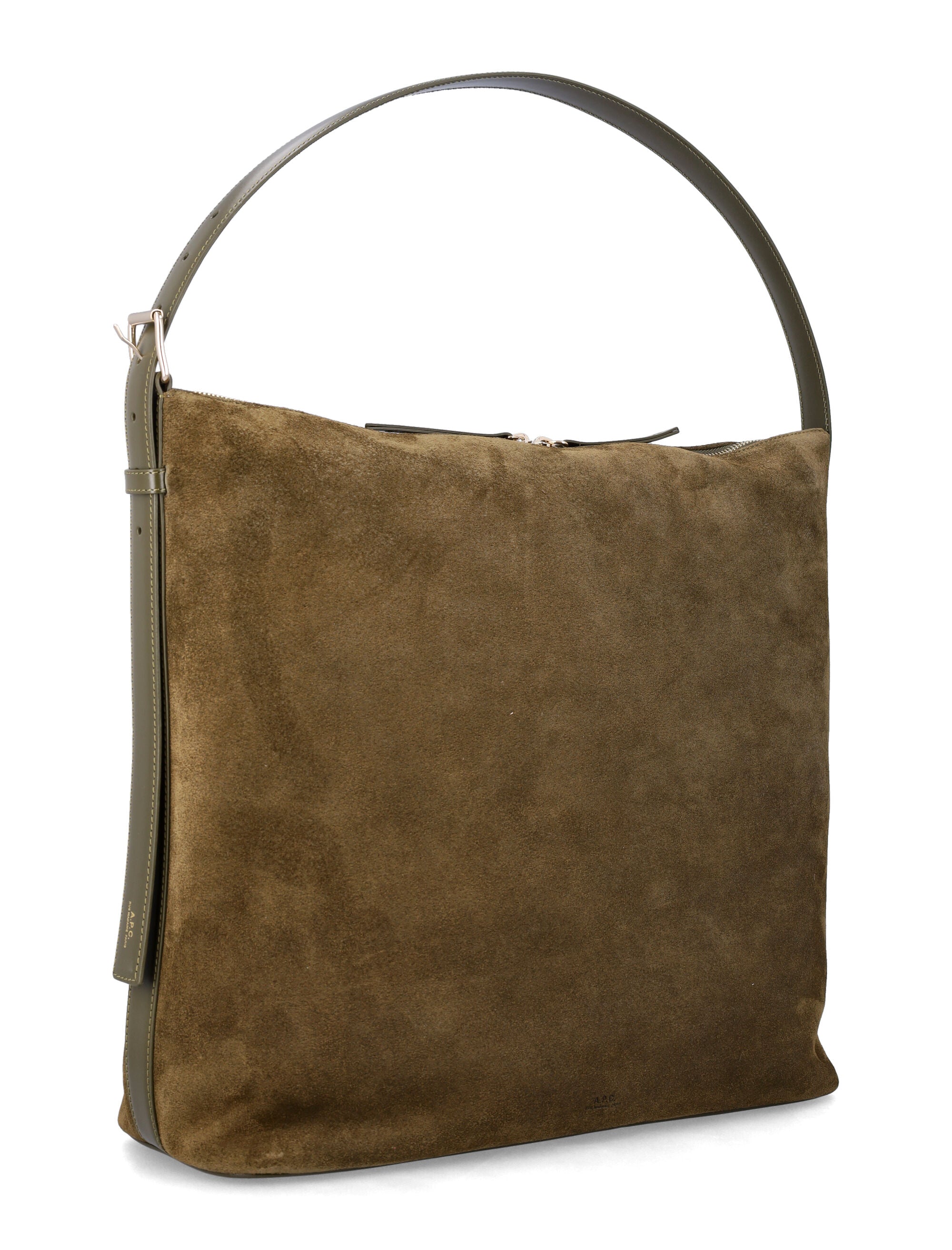A.P.C. Vera Maxi suede bag Dark Khaki Cow Leather Shoulder