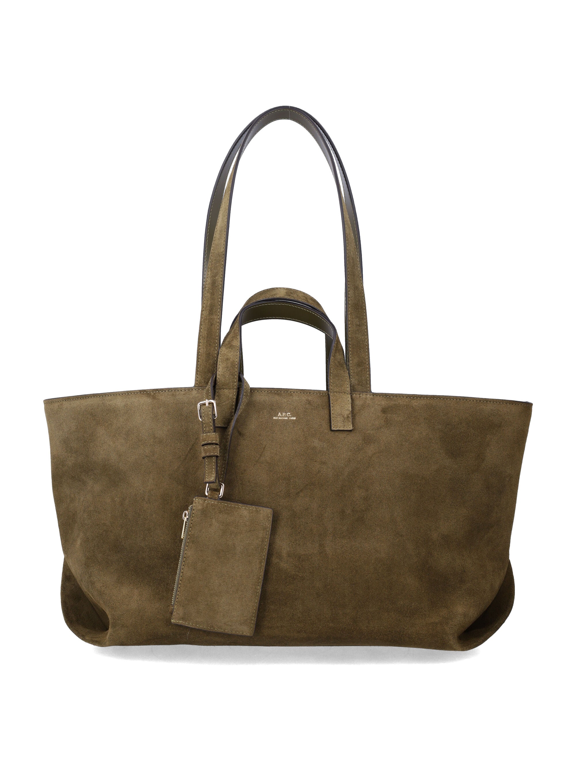 A.P.C. Le Drummer suede bag Dark Khaki Calf Leather Tote