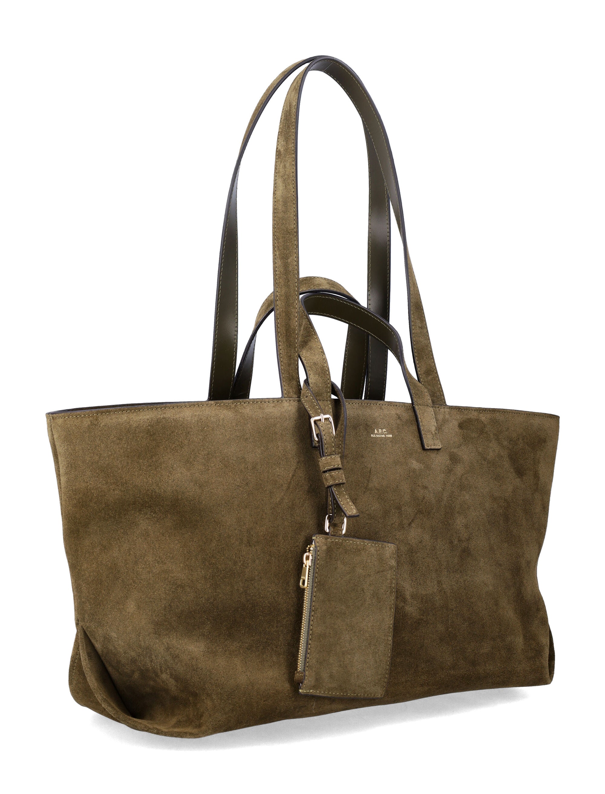 A.P.C. Le Drummer suede bag Dark Khaki Calf Leather Tote