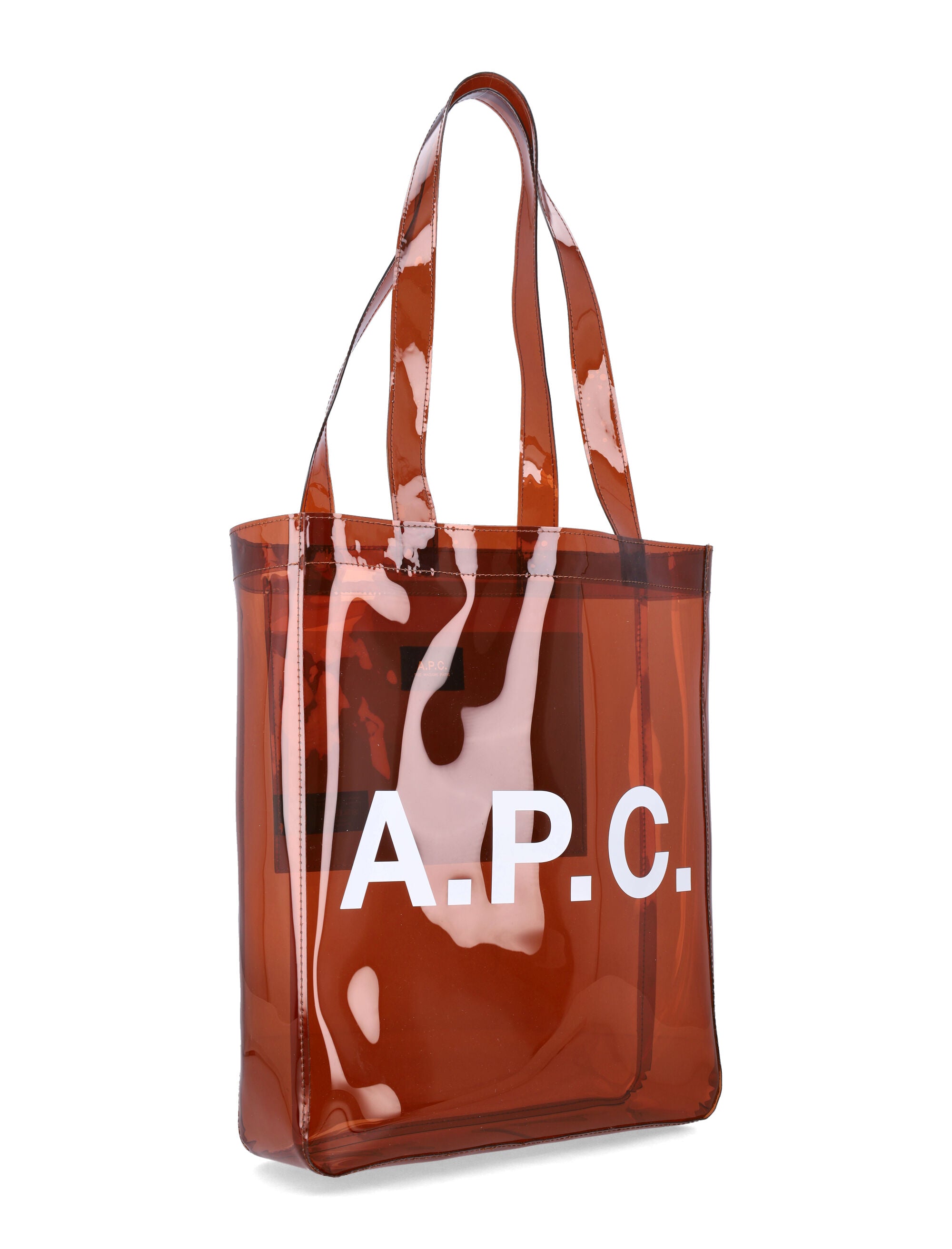 A.P.C. Lou glossy PVC tote bag Dark Brown Thermoplastic Polyurethane