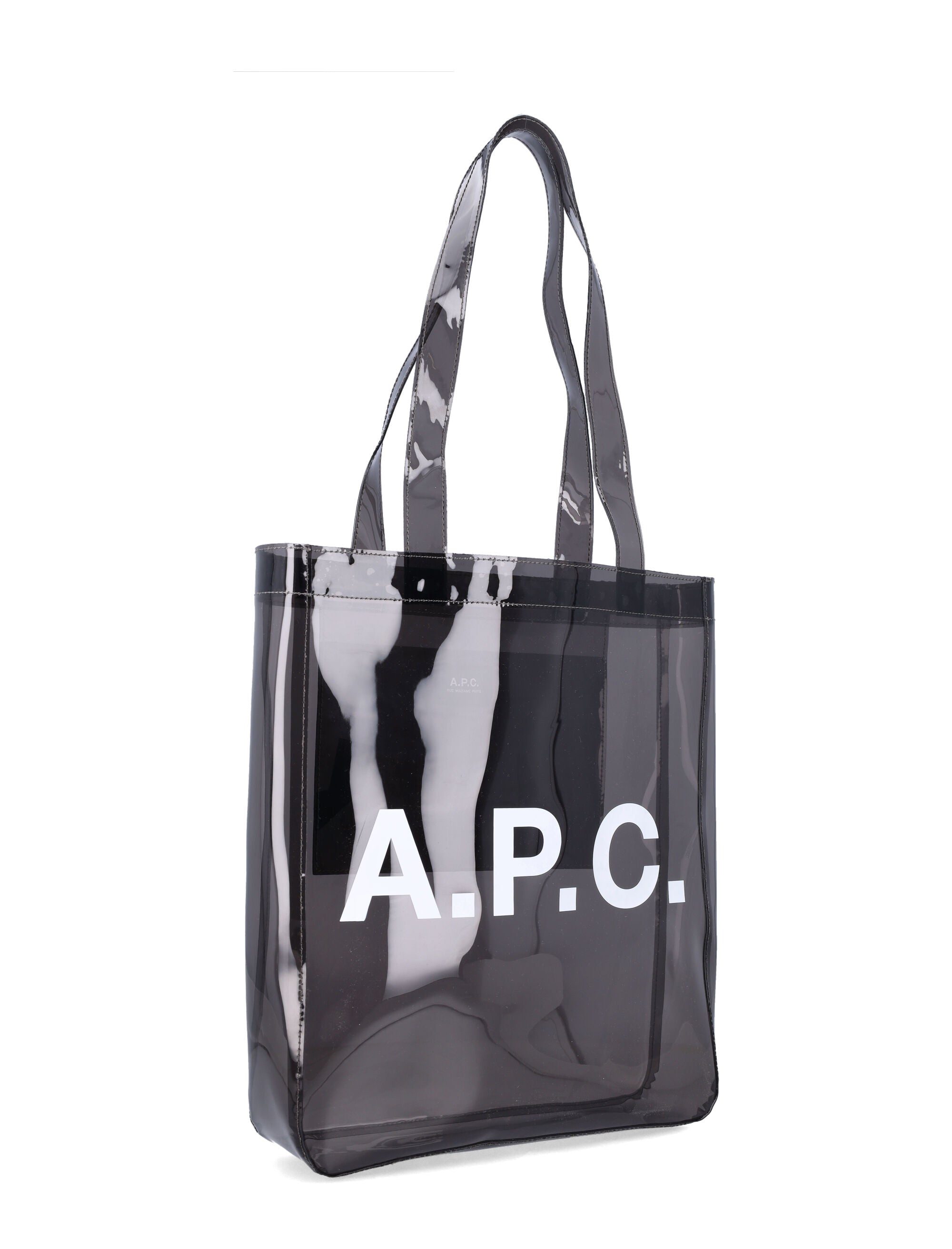 A.P.C. Lou glossy PVC tote bag Anthracite Thermoplastic Polyurethane