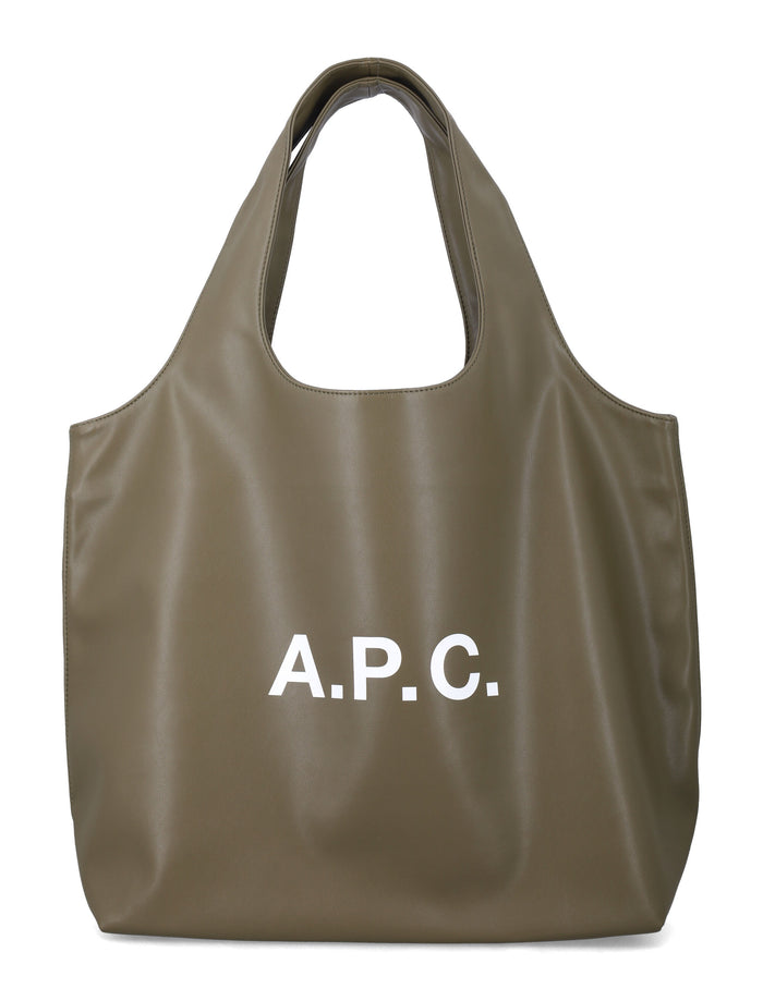 A.P.C. Ninon tote bag with logo Khaki Polyurethane