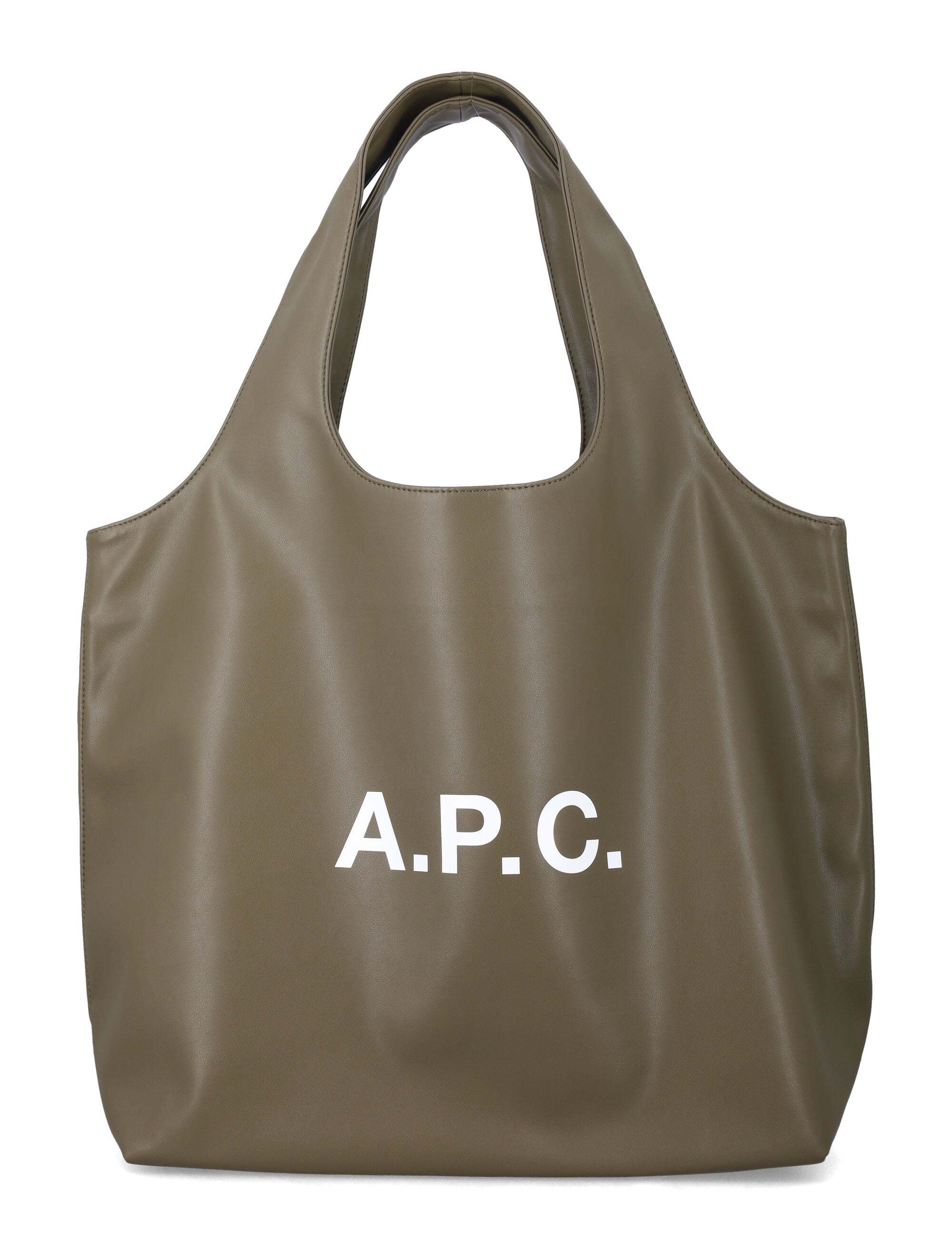A.P.C. Ninon tote bag with logo Khaki Polyurethane