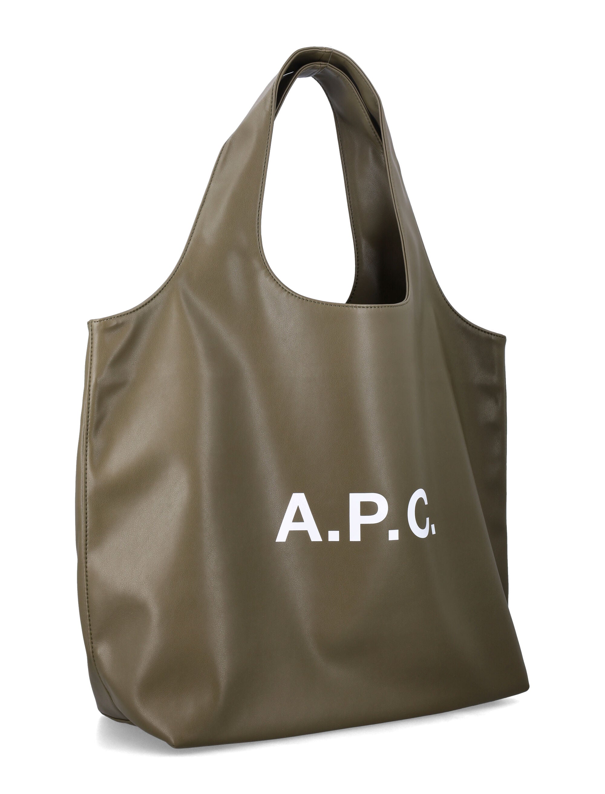 A.P.C. Ninon tote bag with logo Khaki Polyurethane