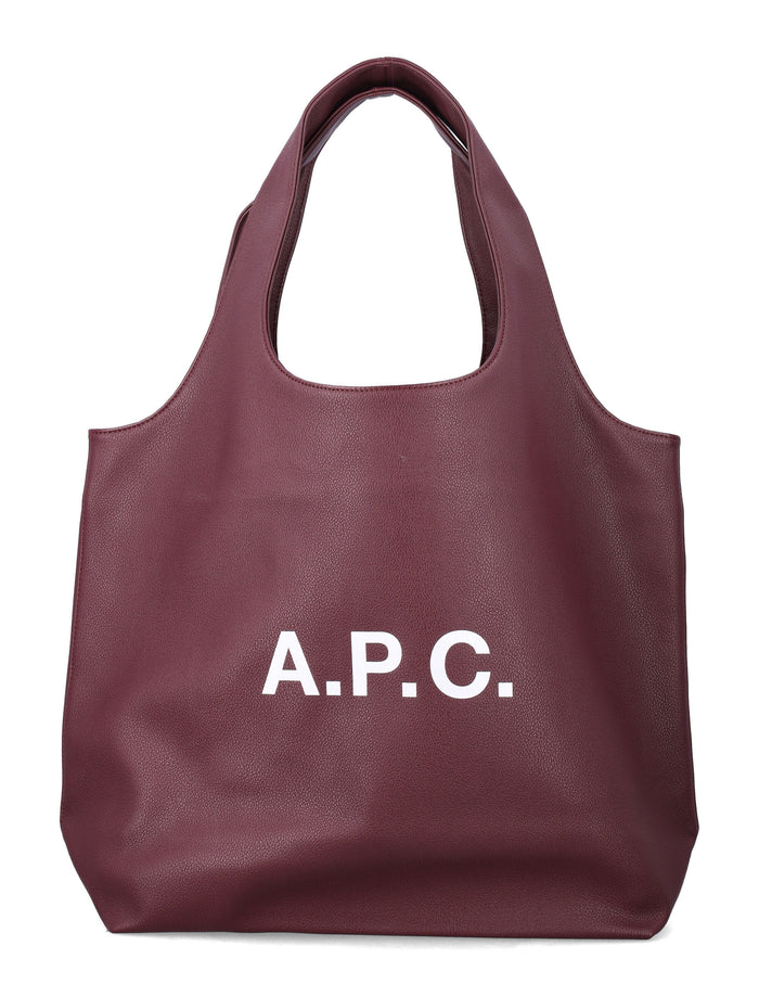 A.P.C. Ninon tote bag grained recycled leather-like Aubergine Polyurethane